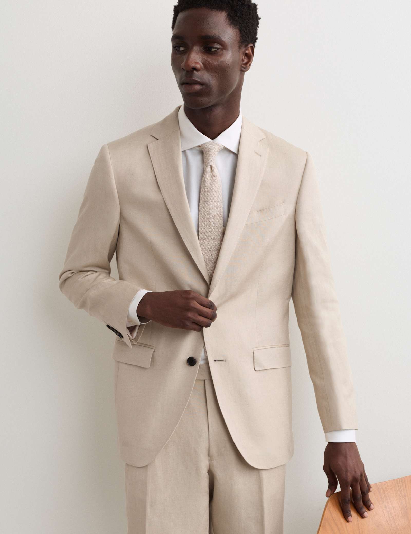 2 Piece Tailored Fit Linen Blend Suit - image 3