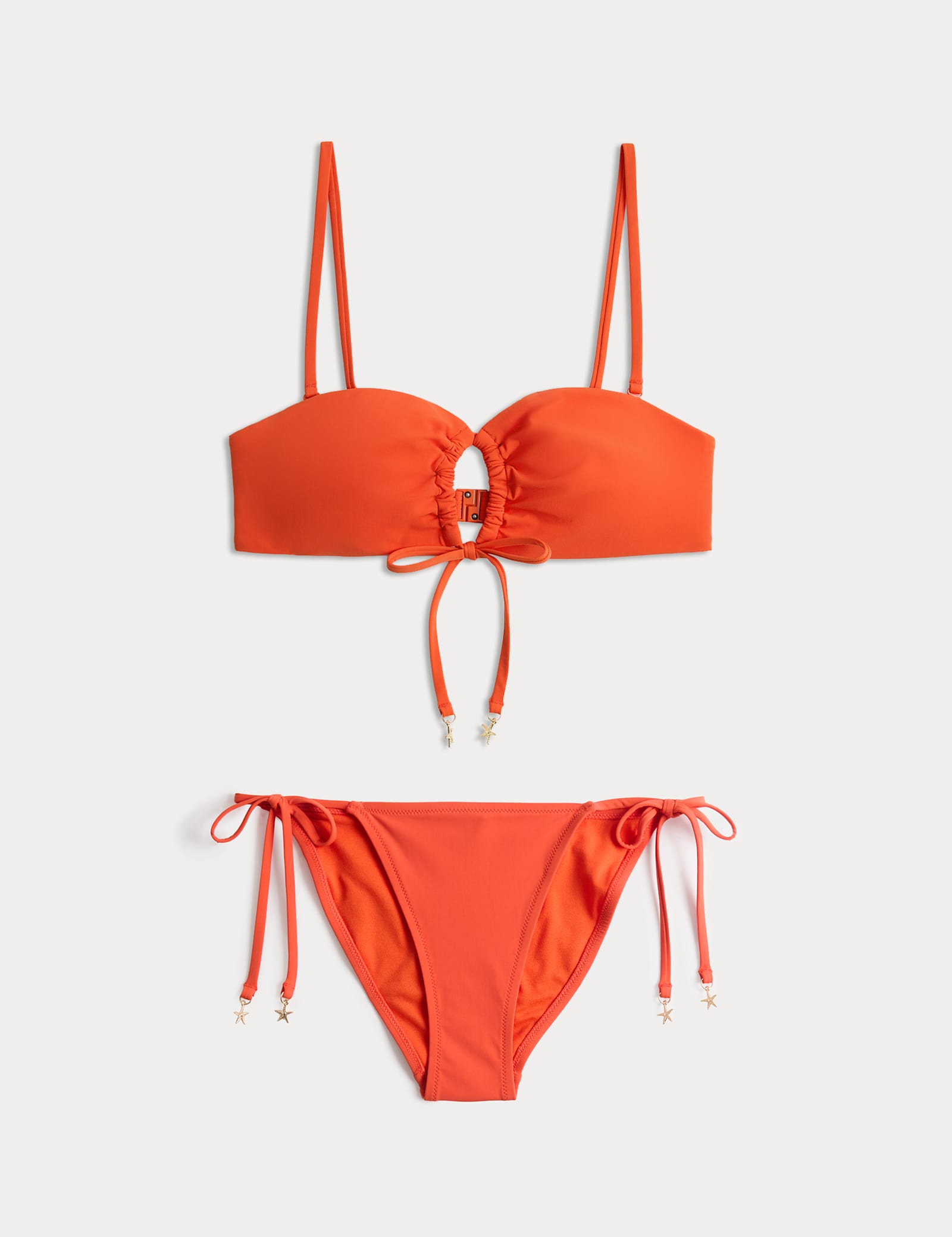 Padded Tie Front Bandeau Bikini Set - image 2