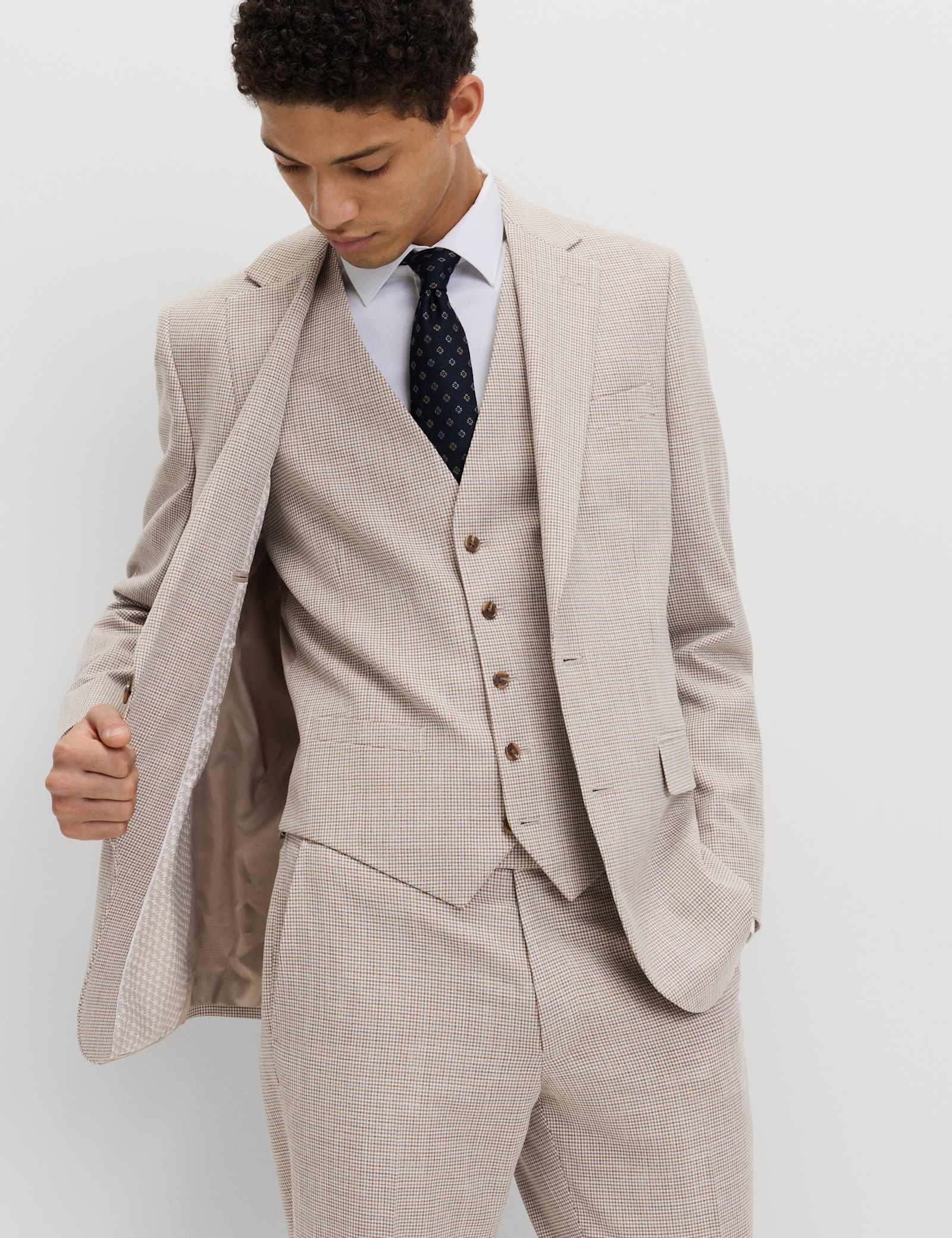 3 Piece Tailored Fit Grid Check Suit - image 2
