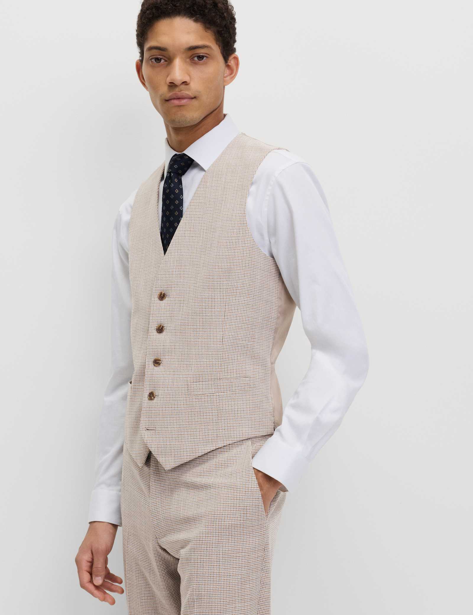 3 Piece Tailored Fit Grid Check Suit - image 3