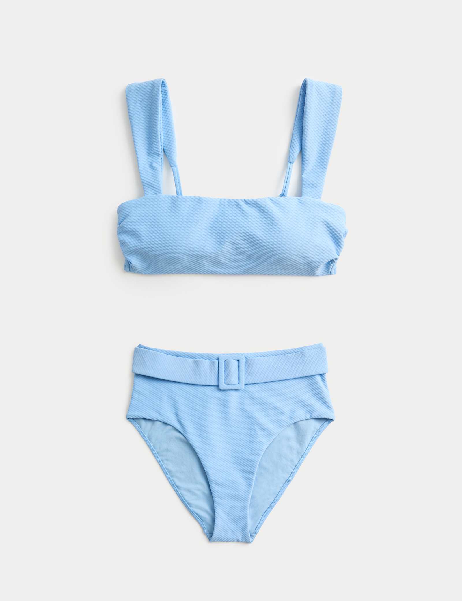 Textured Honeycomb Padded Square Neck Bikini Set - image 2