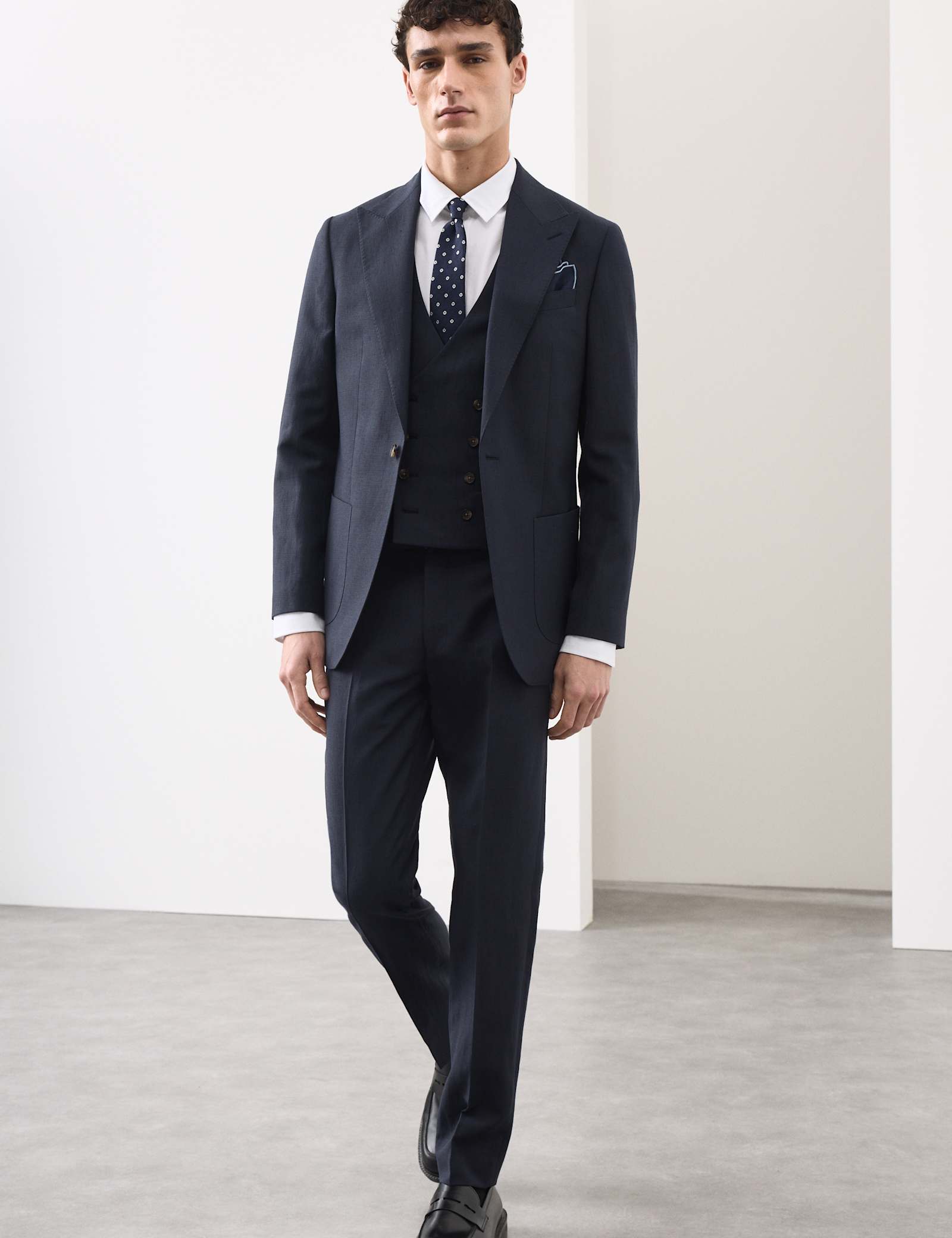 3 Piece Tailored Fit Wool Blend Textured Suit - image 2