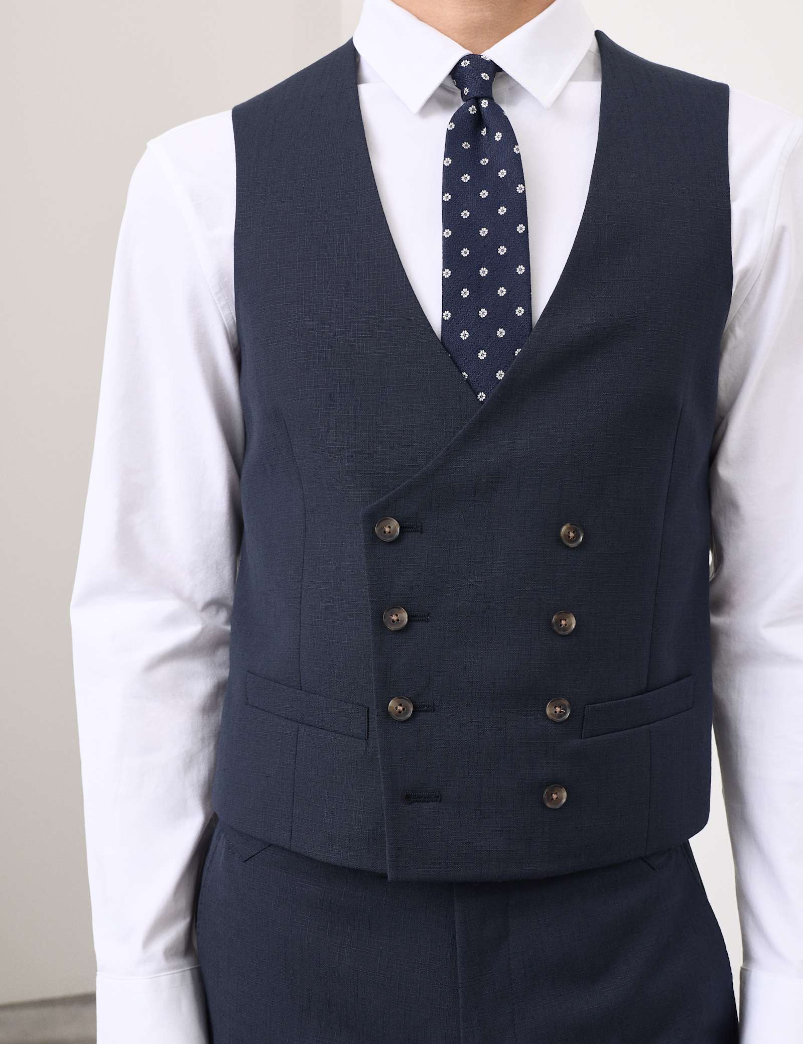 3 Piece Tailored Fit Wool Blend Textured Suit - image 4