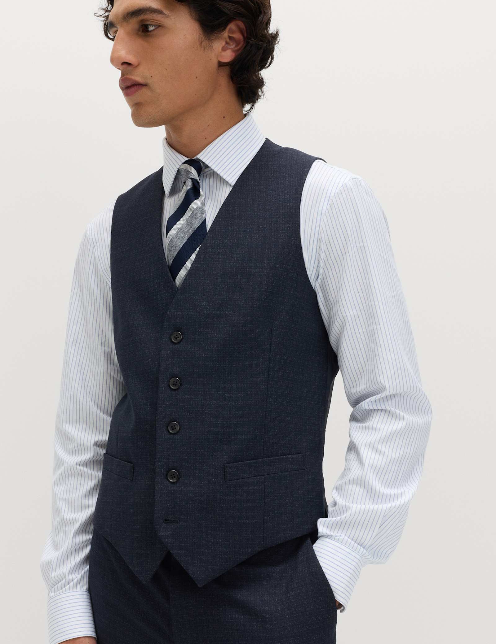 3 Piece Skinny Fit Textured Stretch Suit - image 3