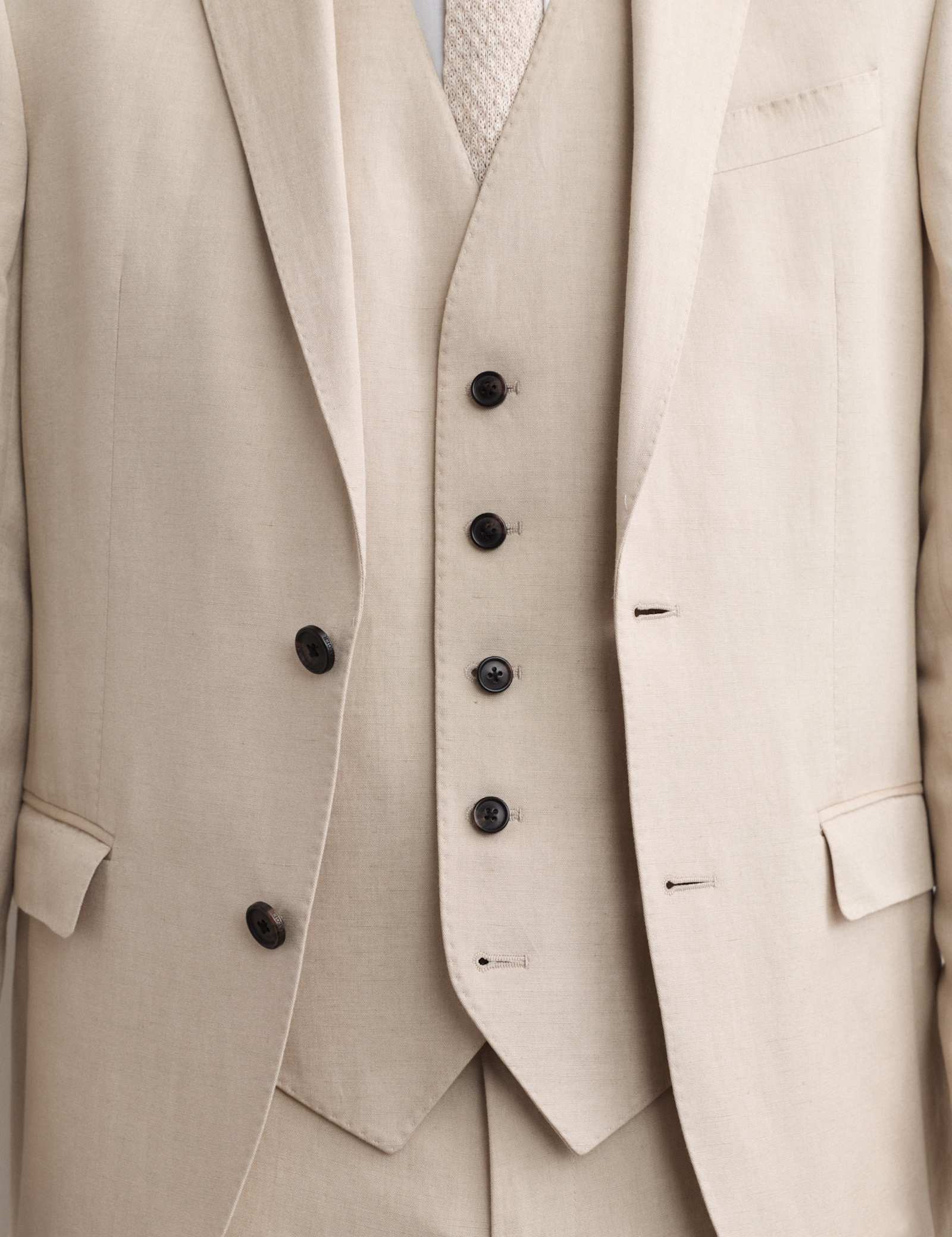 3 Piece Tailored Fit Silk & Linen Blend Suit - image 5