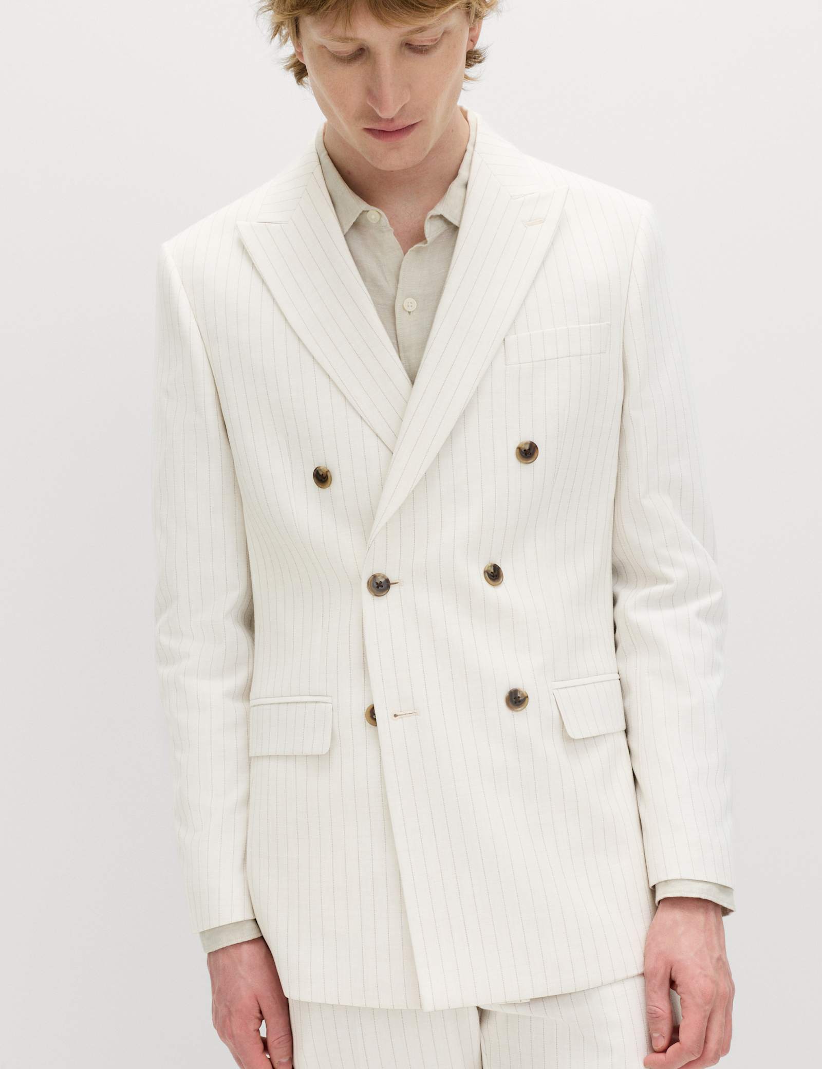 2 Piece Slim Fit Pinstripe Double Breasted Suit - image 2