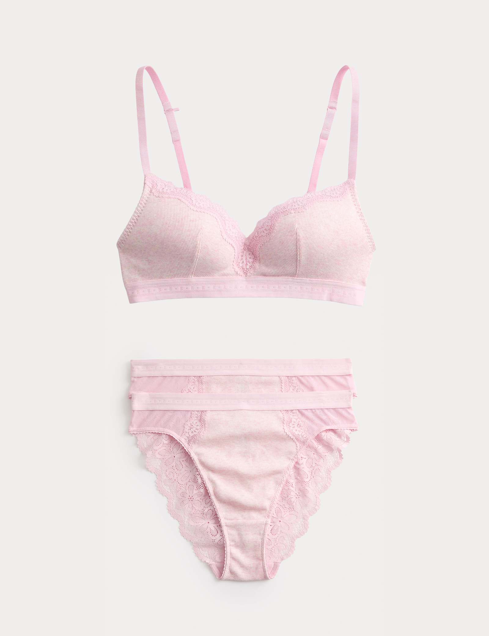 Lotta Cotton Blend Rib Non Wired Plunge Bra Set A-E - image 2