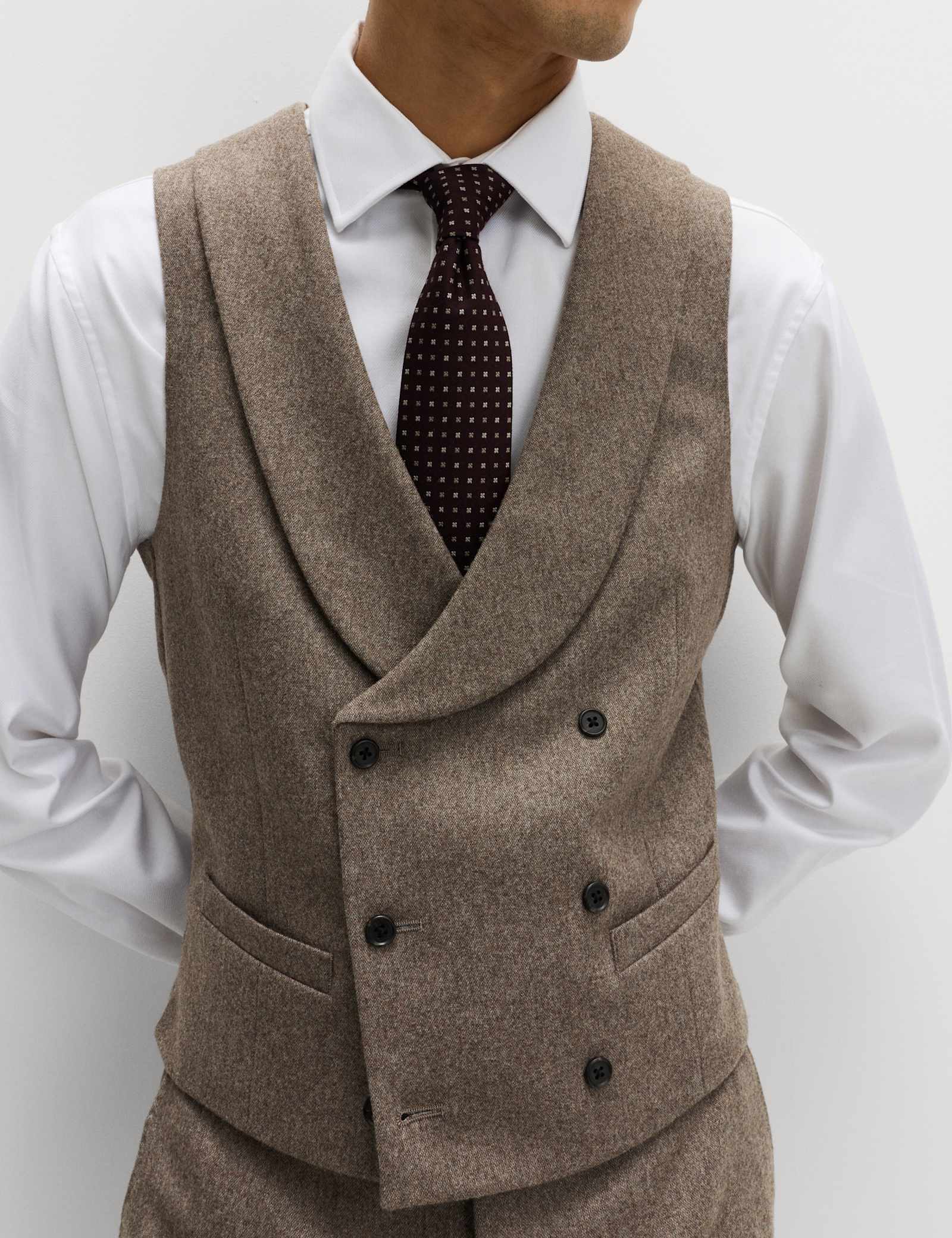 3 Piece Tailored Fit Italian Wool Rich Tweed Suit - image 4
