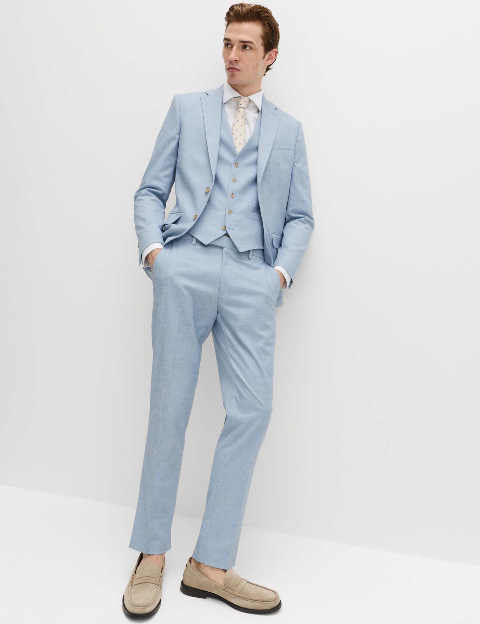 3 Piece Slim Fit Textured Stretch Suit - image 2