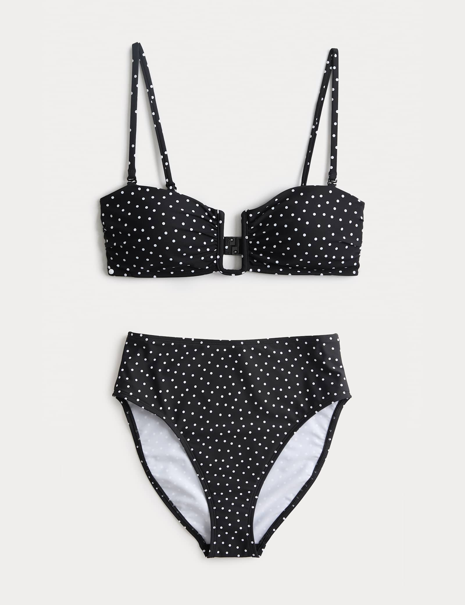 Polka Dot Padded U-Wire Bandeau Bikini Set - image 3