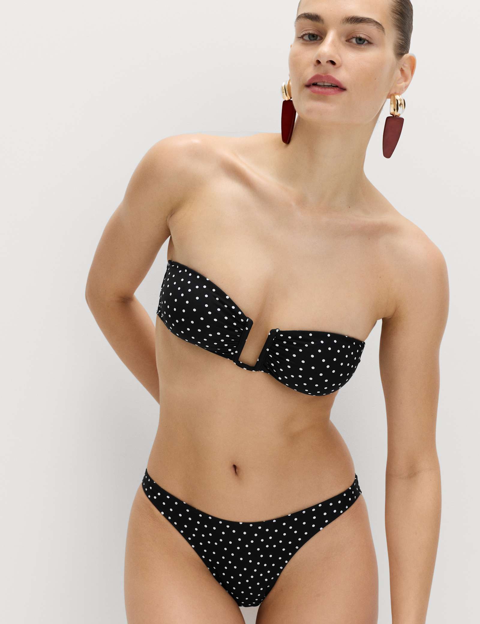 Polka Dot Padded U-Wire Bandeau Bikini Set - image 4