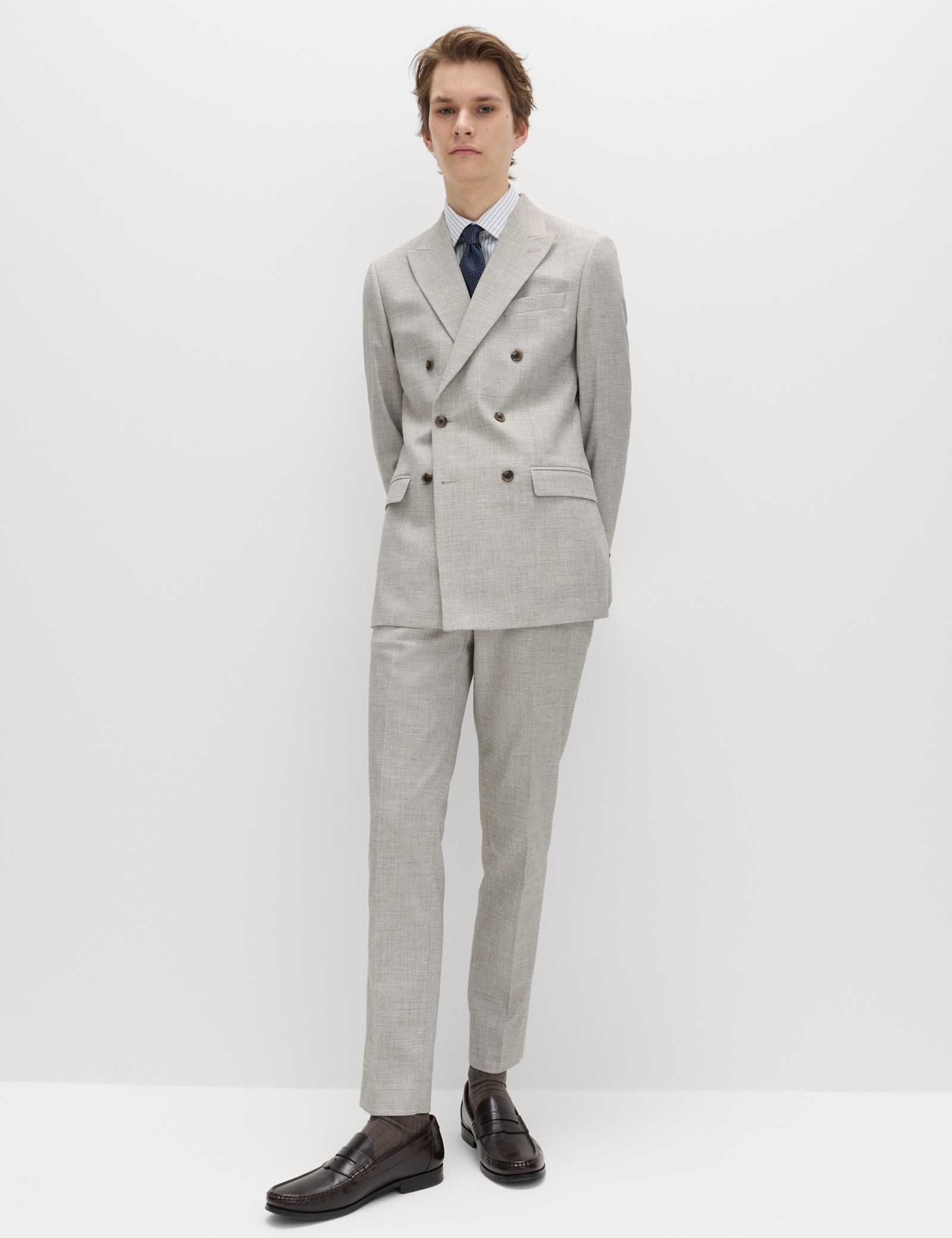 2 Piece Slim Fit Textured Twill Stretch Suit - image 3