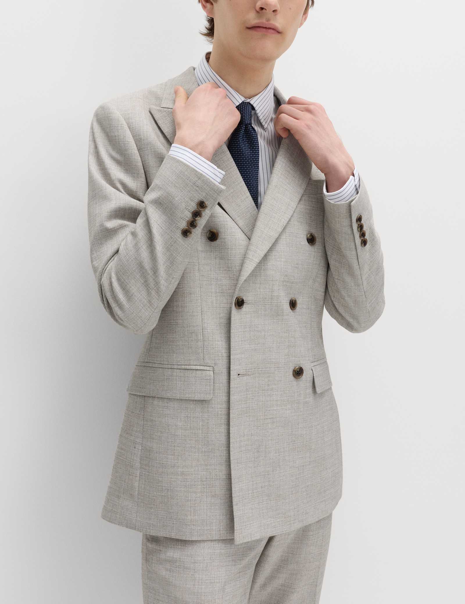 2 Piece Slim Fit Textured Twill Stretch Suit - image 5