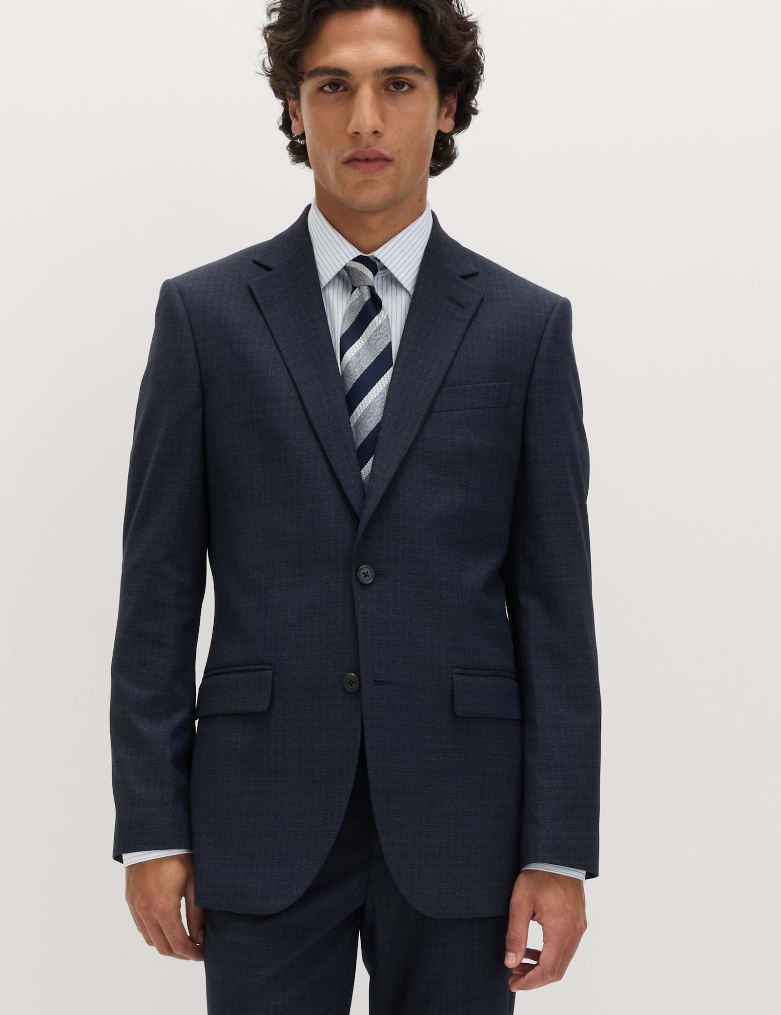 3 Piece Regular Fit Textured Stretch Suit - image 2