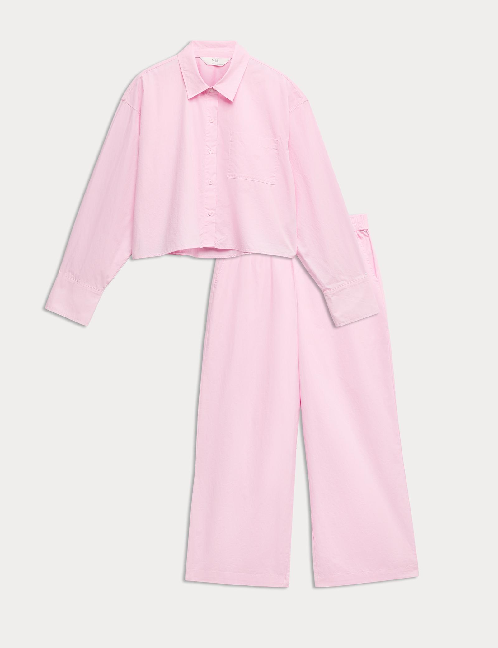 Pure Cotton Cropped Pyjama Shirt Set - image 2