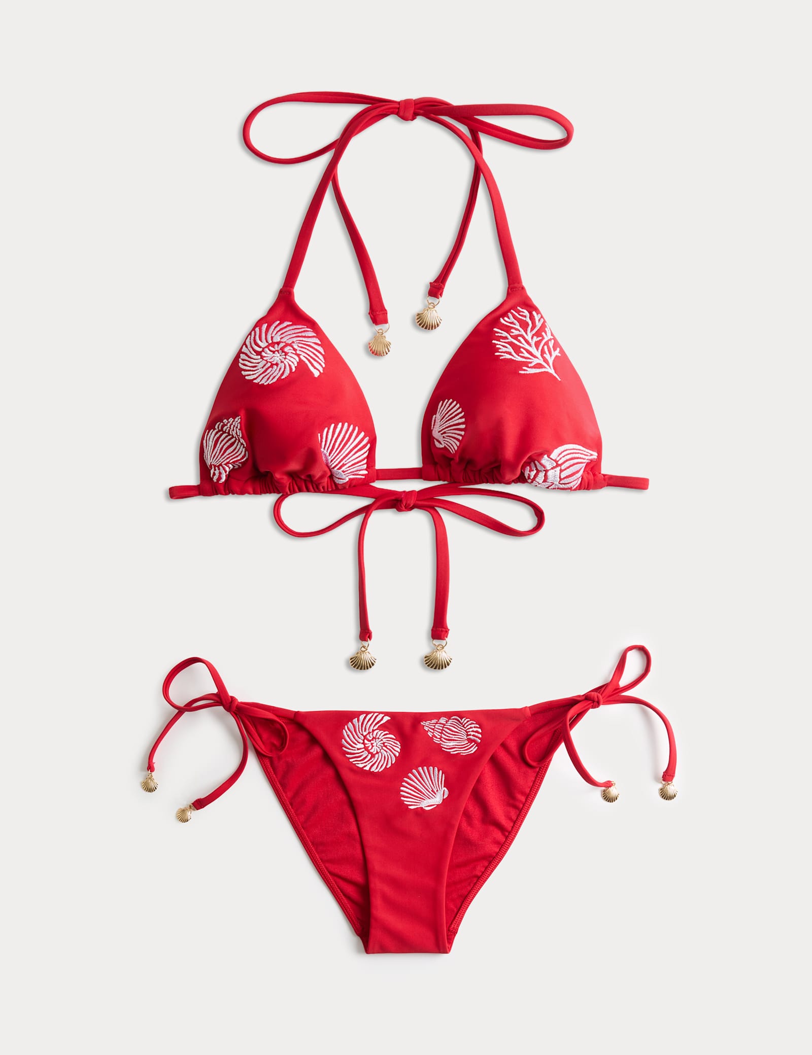 Embroidered Padded Triangle Bikini Set - image 2