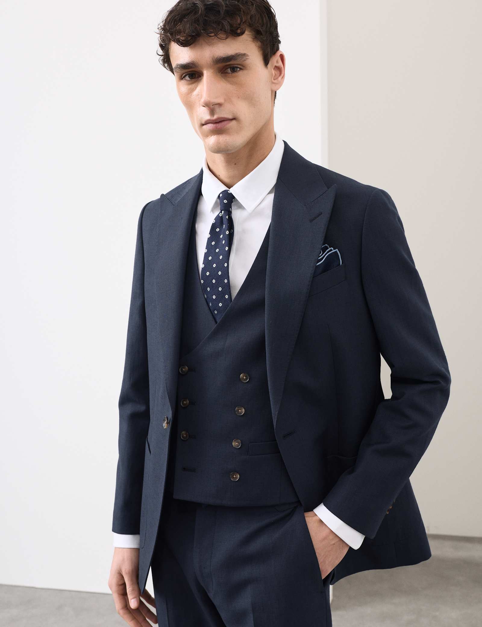 2 Piece Tailored Fit Wool Blend Textured Suit - image 3