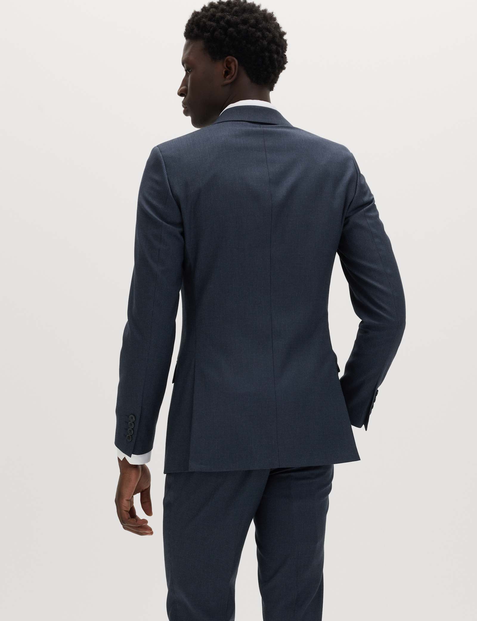 2 Piece Skinny Fit Grid Check Stretch Suit - image 5