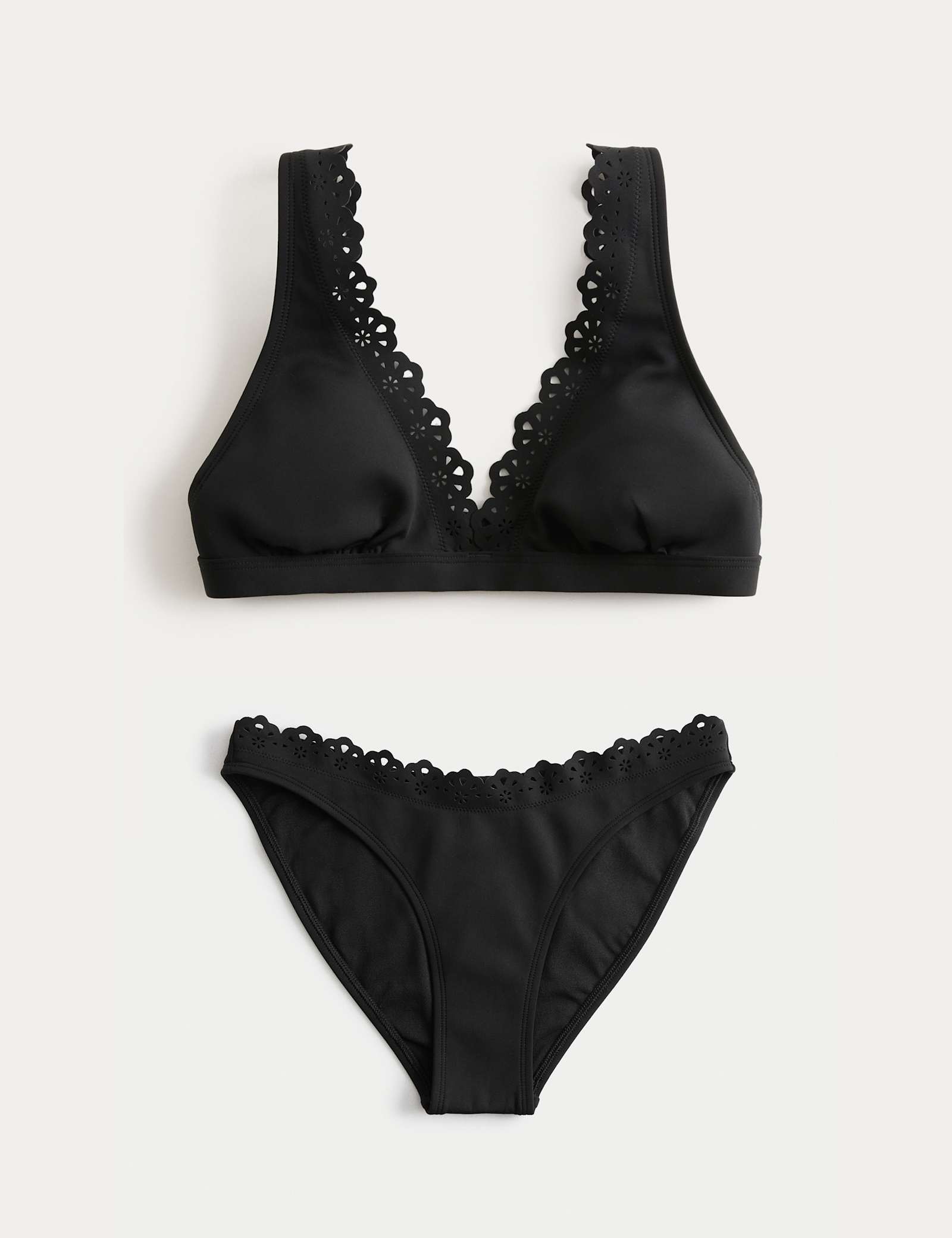 Broderie Trim Sculpt Padded Plunge Bikini Set - image 2