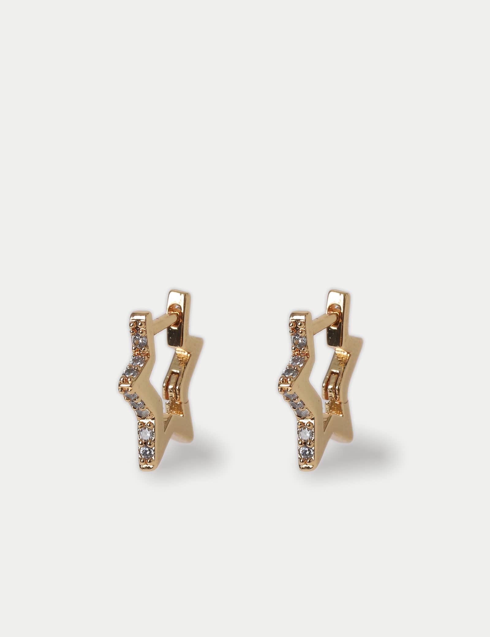 14ct Gold Plated Cubic Zirconia Star Hoop Earrings - image 1