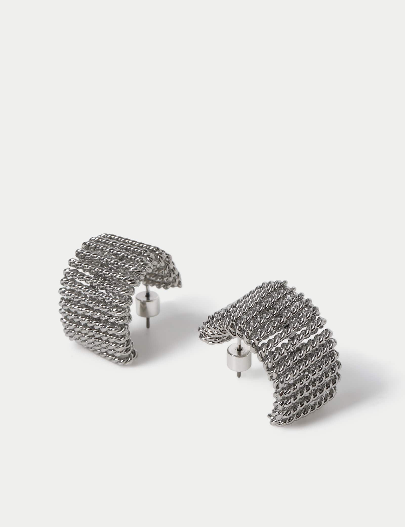 Beaded Chunky Hoop Earrings - image 2