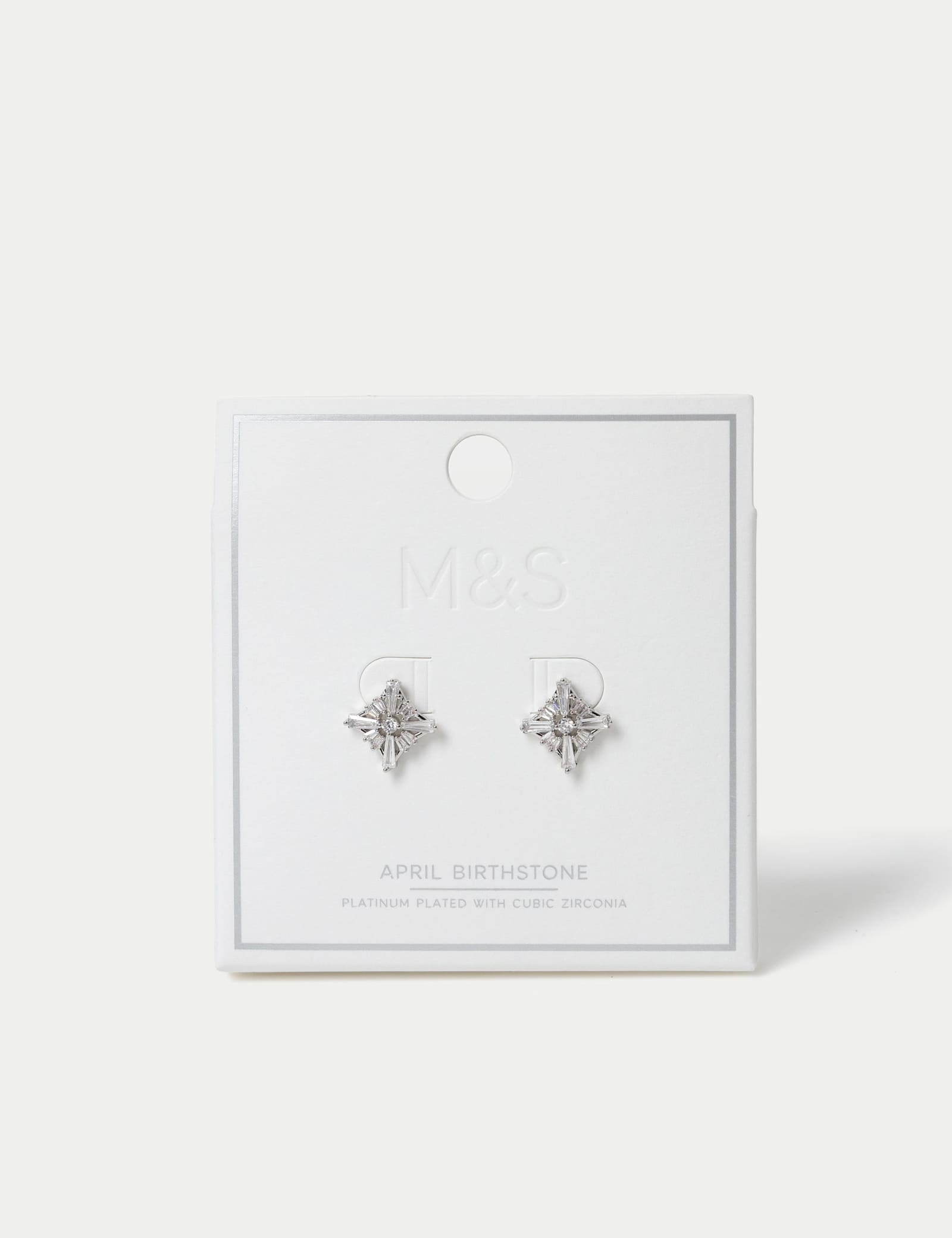 Platinum Plated Cubic Zirconia Birthstone Earrings - image 1