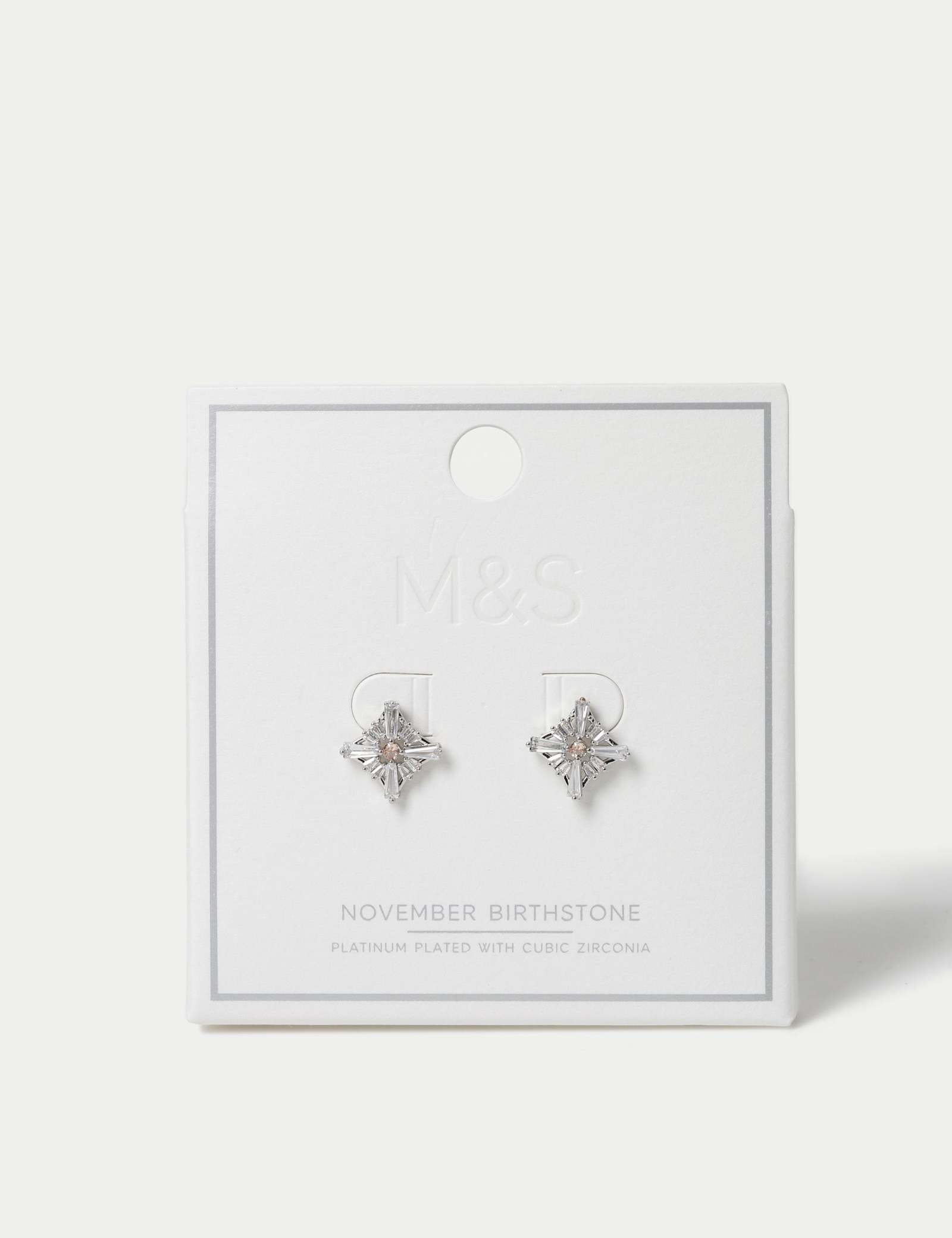 Platinum Plated Cubic Zirconia Birthstone Earrings - image 3