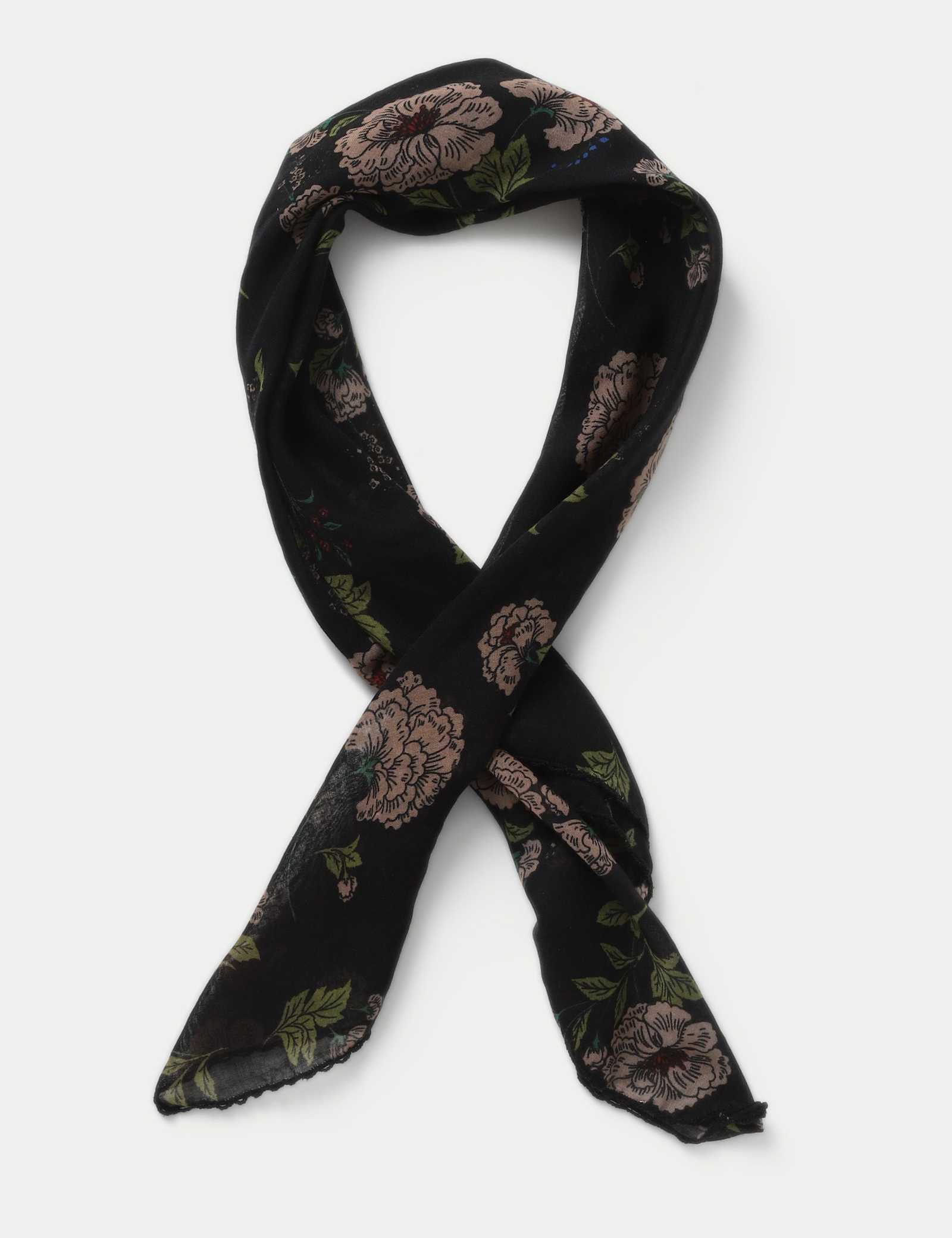 Black Floral Print Scarf - image 1