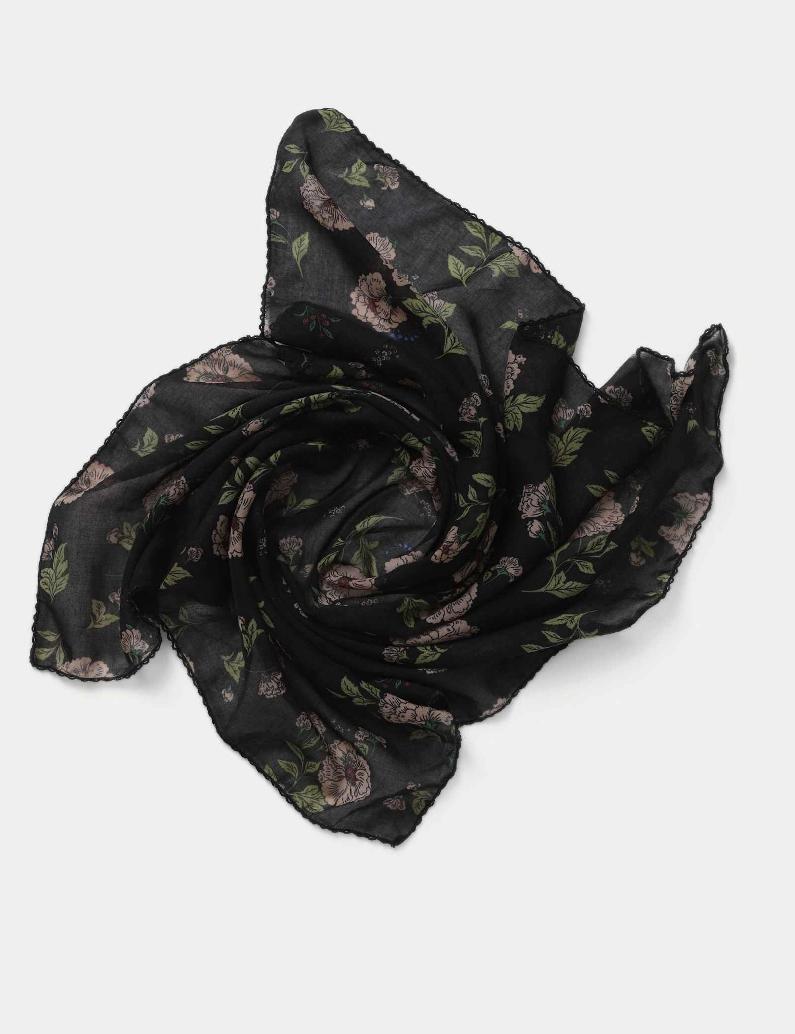 Black Floral Print Scarf - image 2