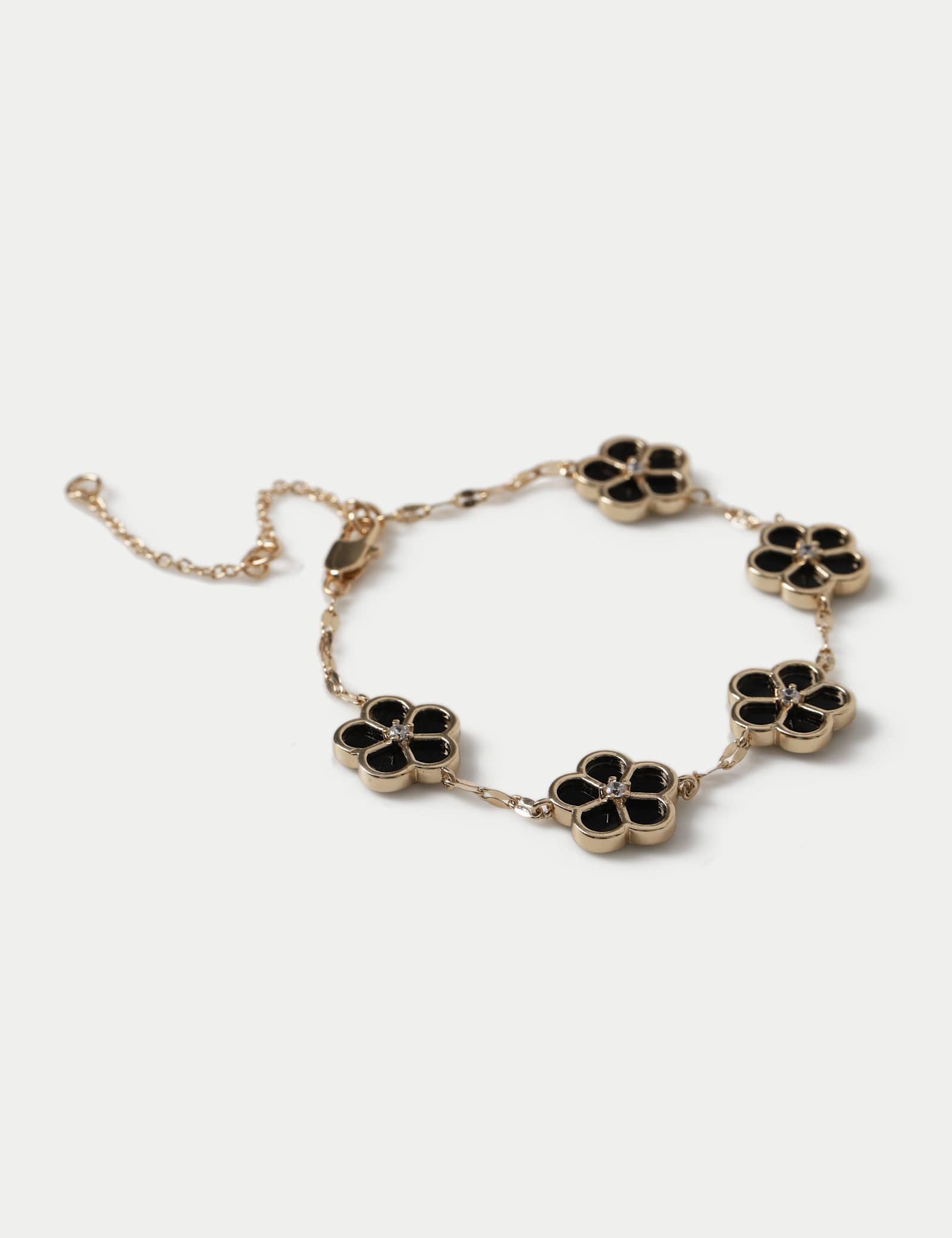 Black Enamel Flower Bracelet - image 1
