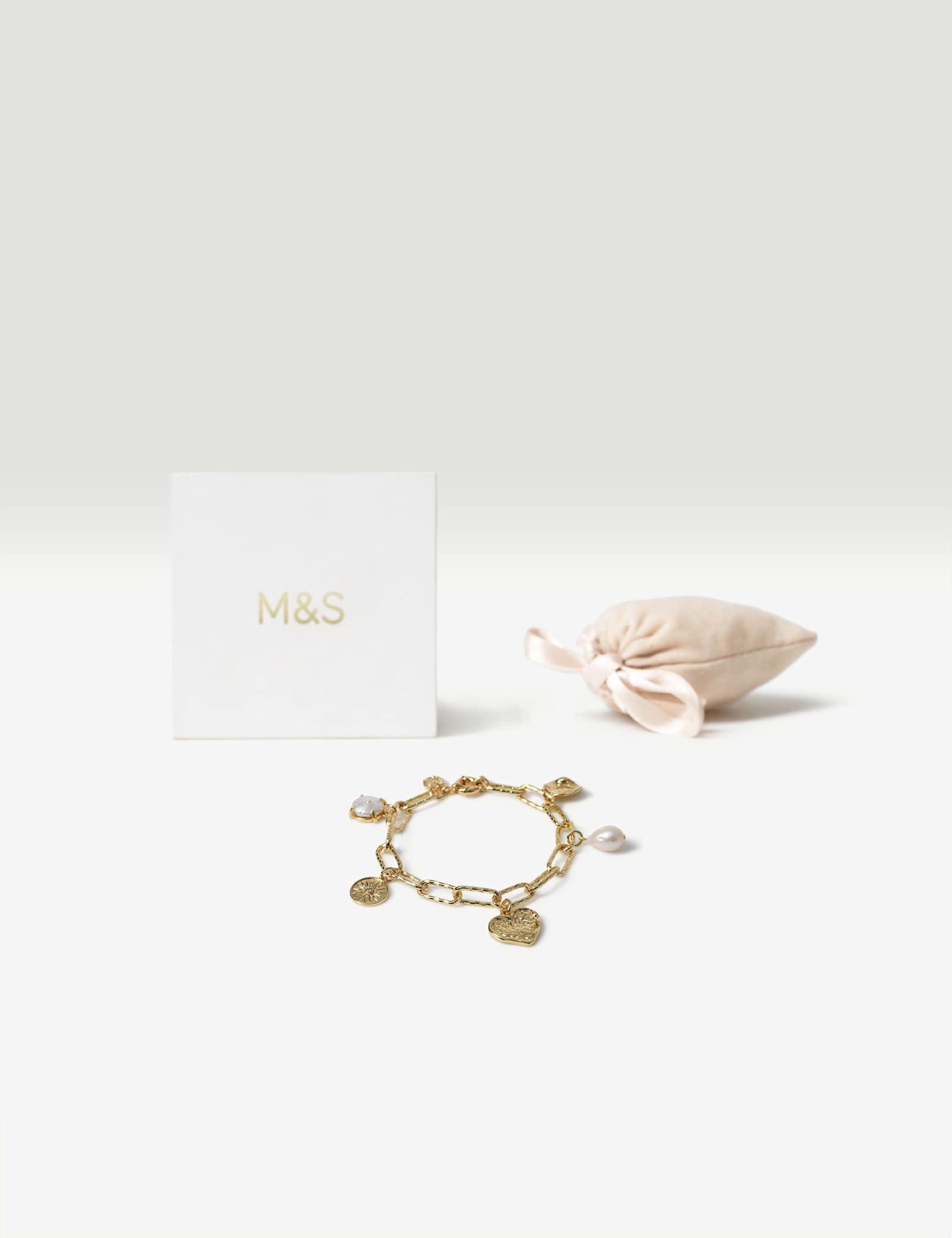 18k Gold Plated Heart Charm Bracelet - image 2