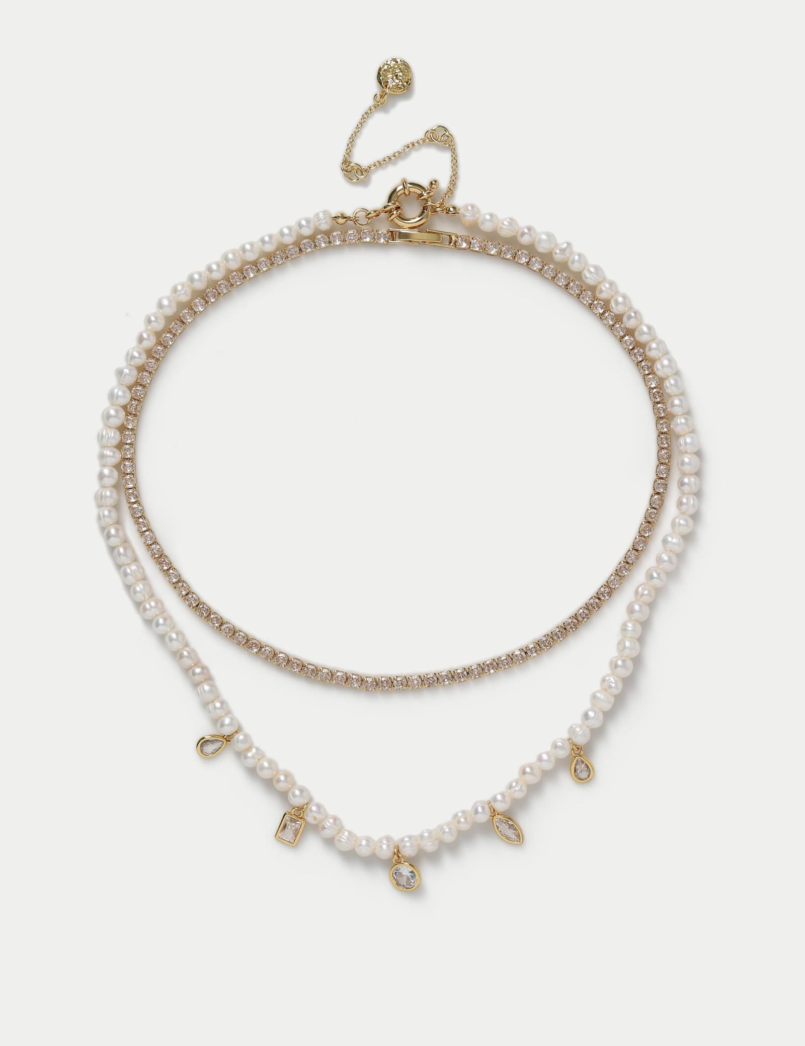 18k Gold Plated Multirow Necklace - image 1