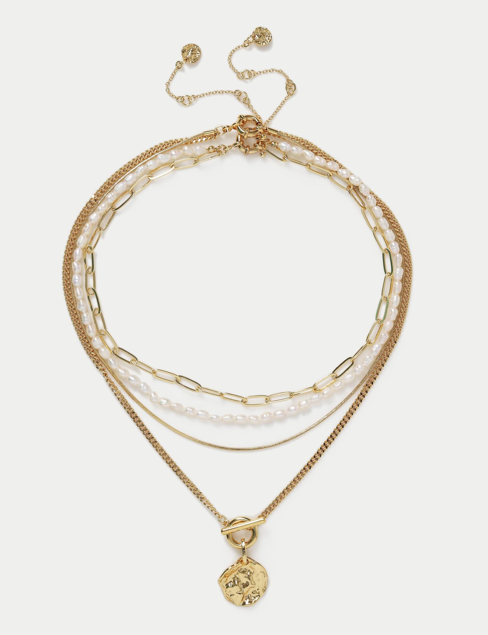 18k Gold Plated Corded Multirow Necklace - image 1