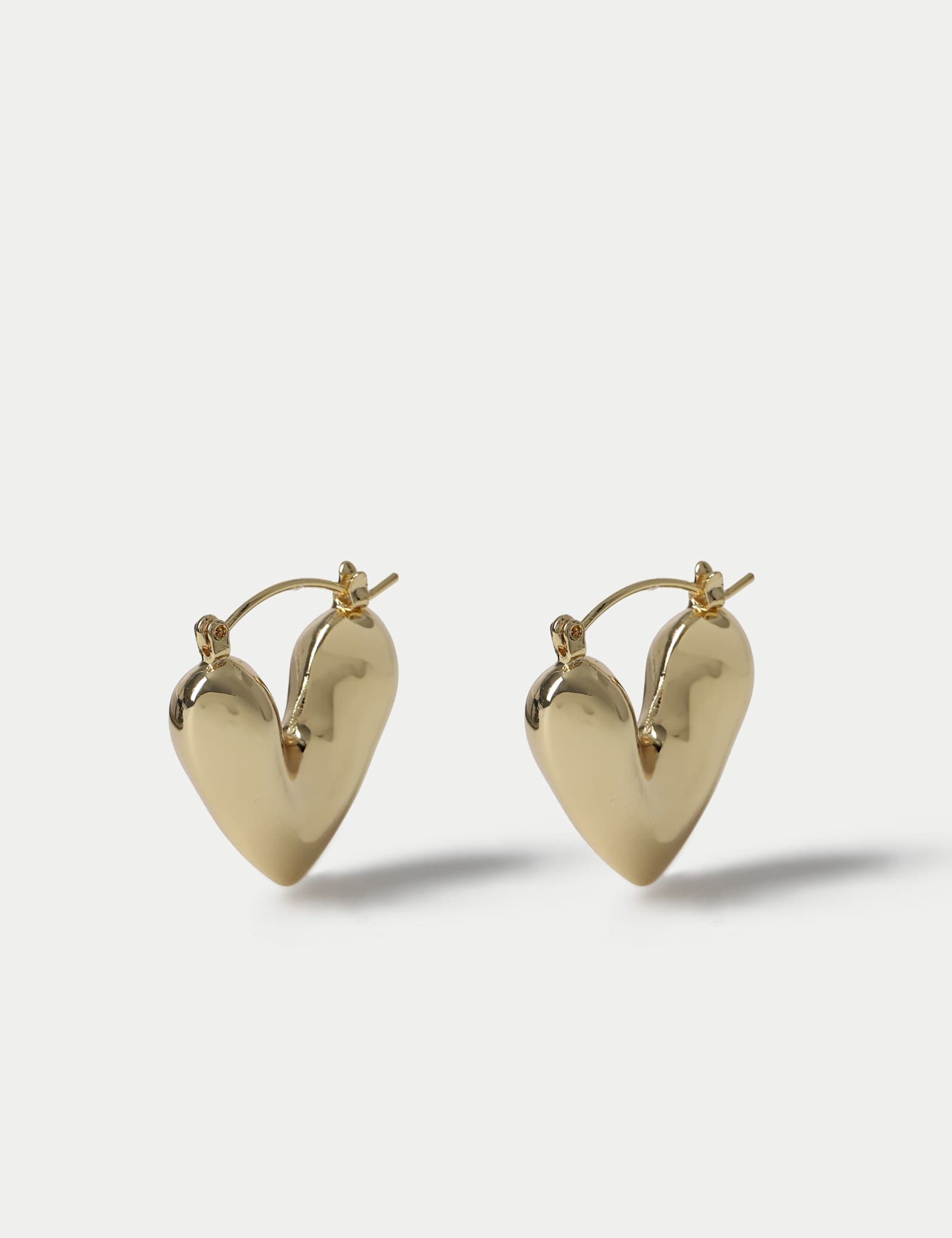 14ct Gold Plated Heart Hoop Earrings - image 1