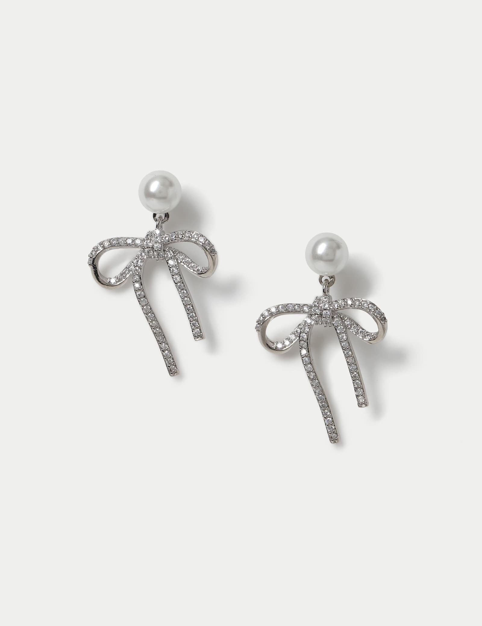 Cubic Zirconia Bow Earrings - image 1