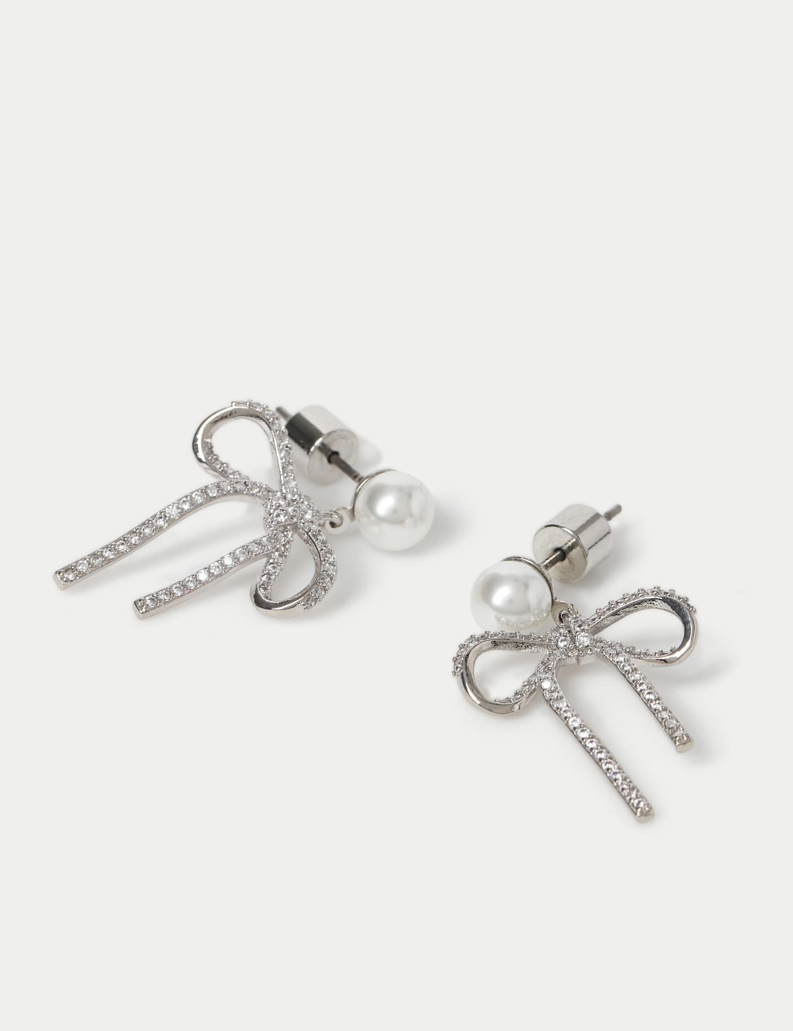 Cubic Zirconia Bow Earrings - image 2