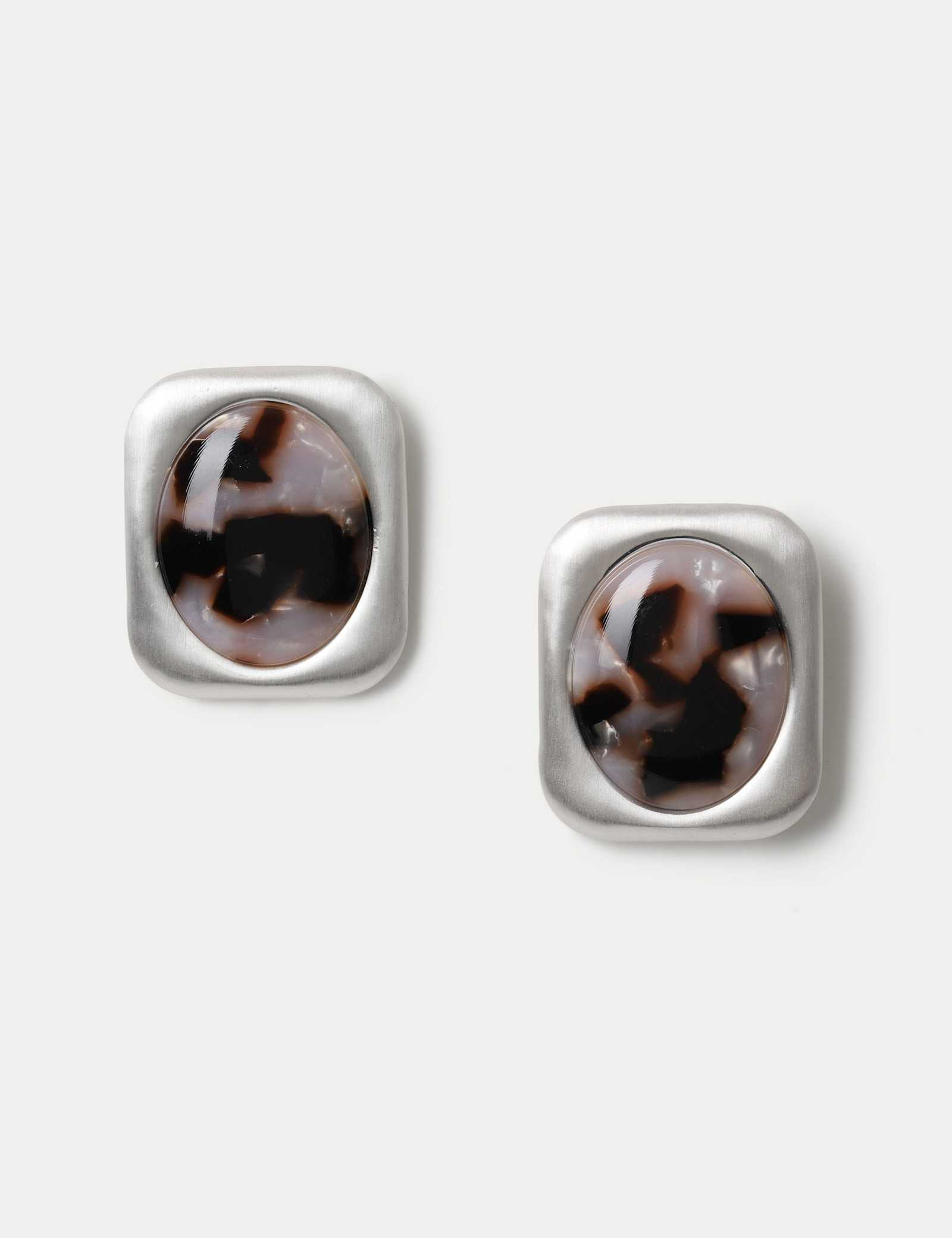 Resin Brushed Stud Earrings - image 1