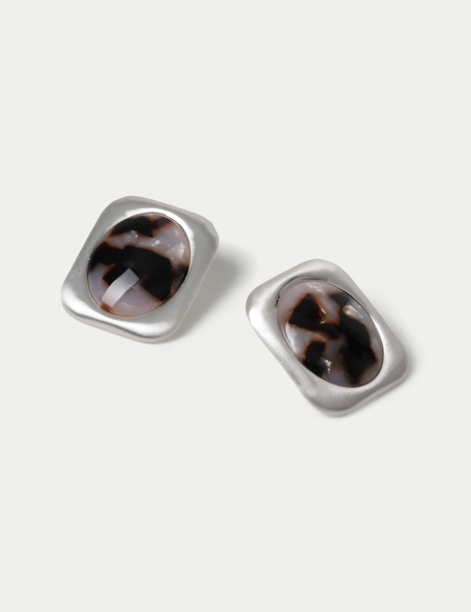 Resin Brushed Stud Earrings - image 2