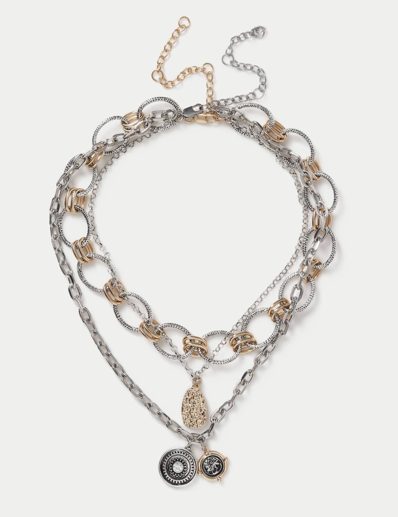 Multi Row Coin Charm Layered Necklace - image 1