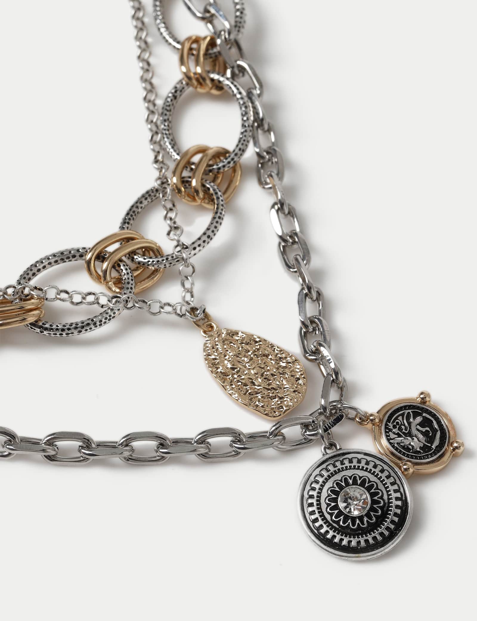 Multi Row Coin Charm Layered Necklace - image 2