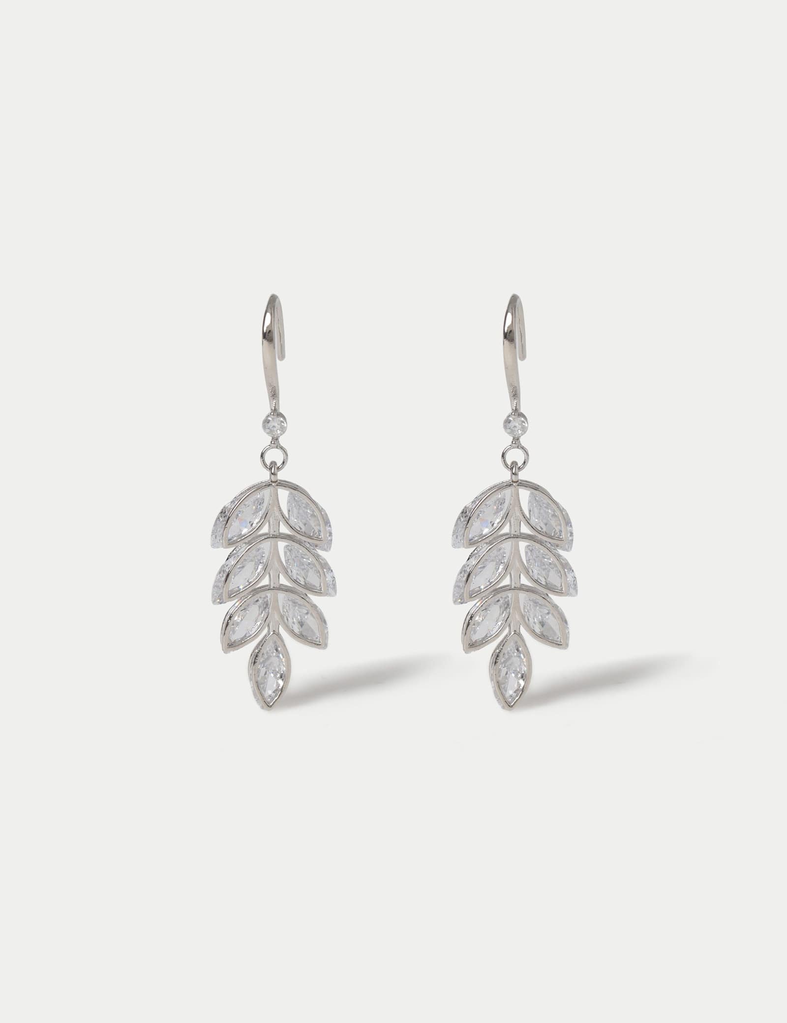 Cubic Zirconia Leaf Earrings - image 1