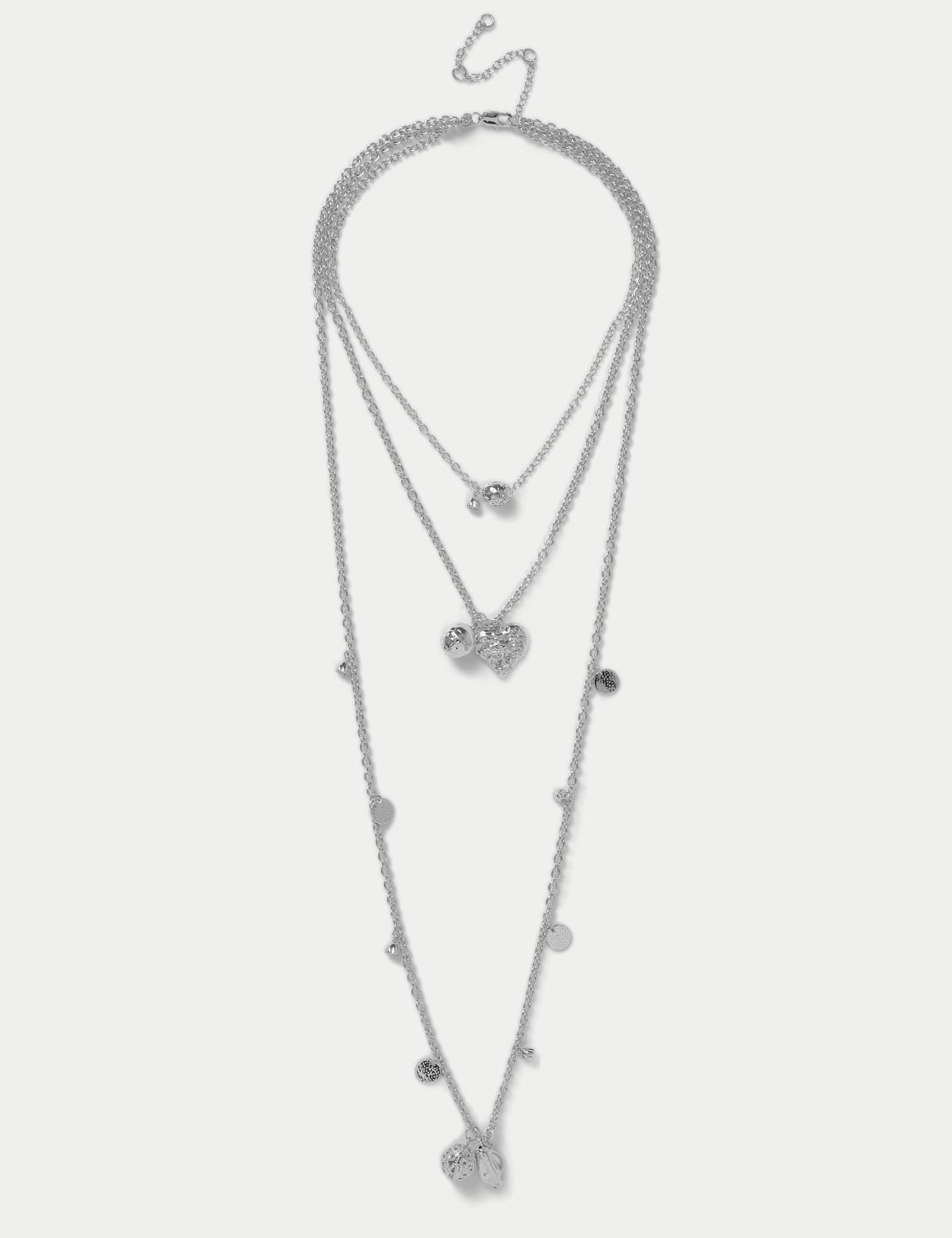 Silver Sphere Multi Row Long Necklace - image 1