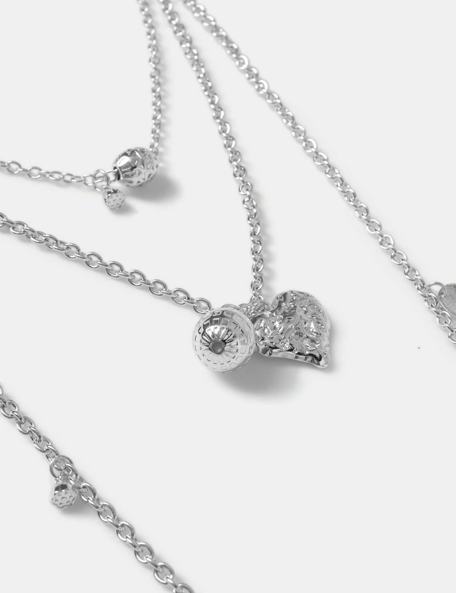 Silver Sphere Multi Row Long Necklace - image 3