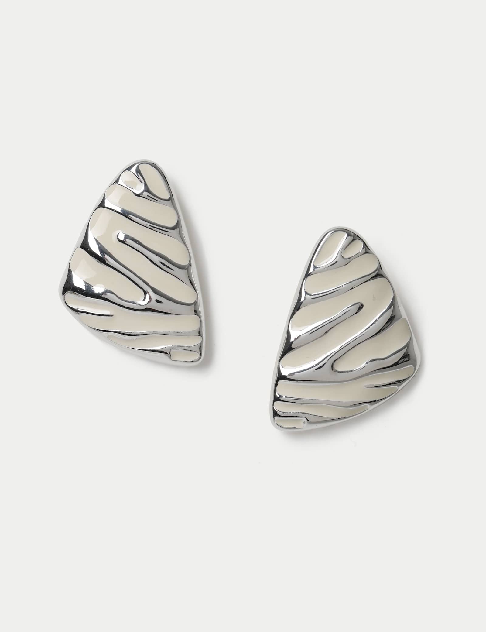 Enamel Zebra Stud Earrings - image 1