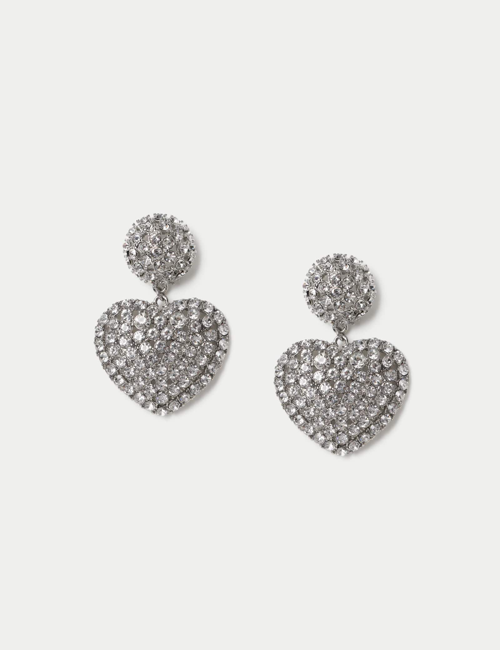Statement Embellished Heart Earrings - image 1