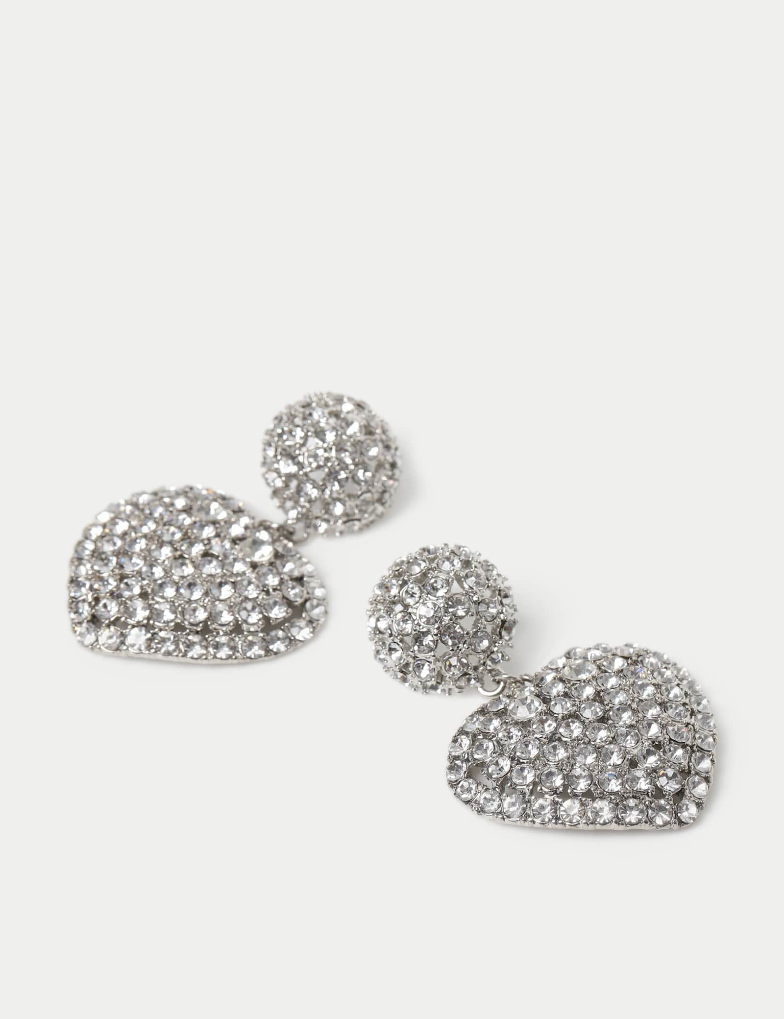 Statement Embellished Heart Earrings - image 2