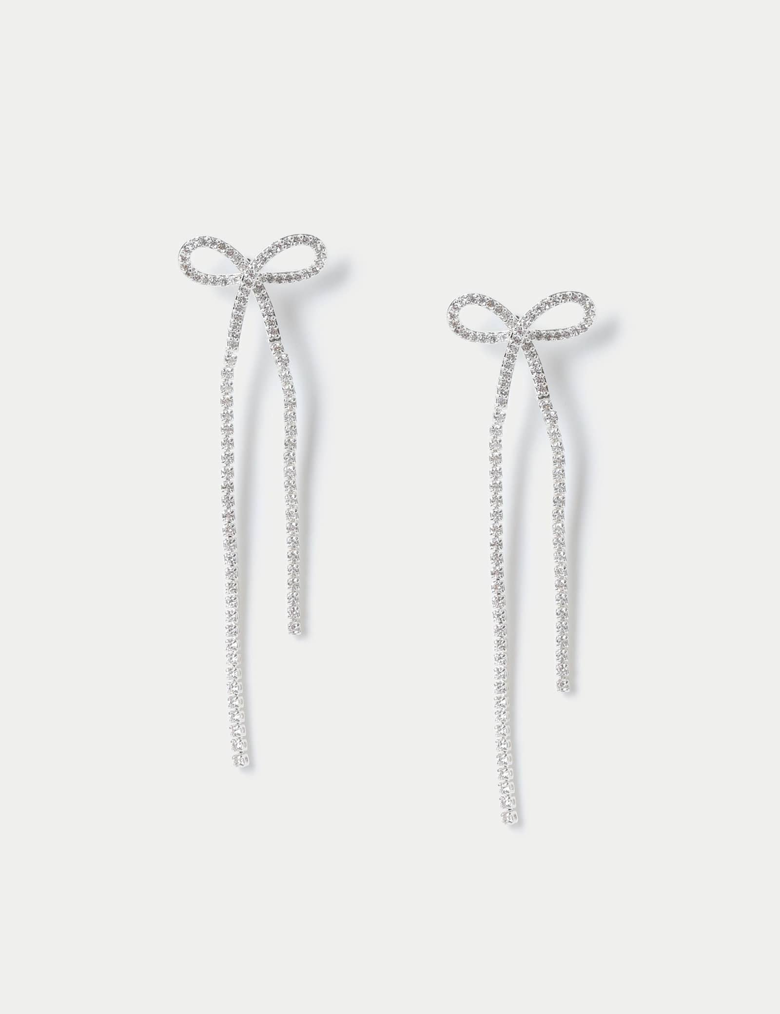 Silver Cupchain Chain Bow Drop Earring - image 1