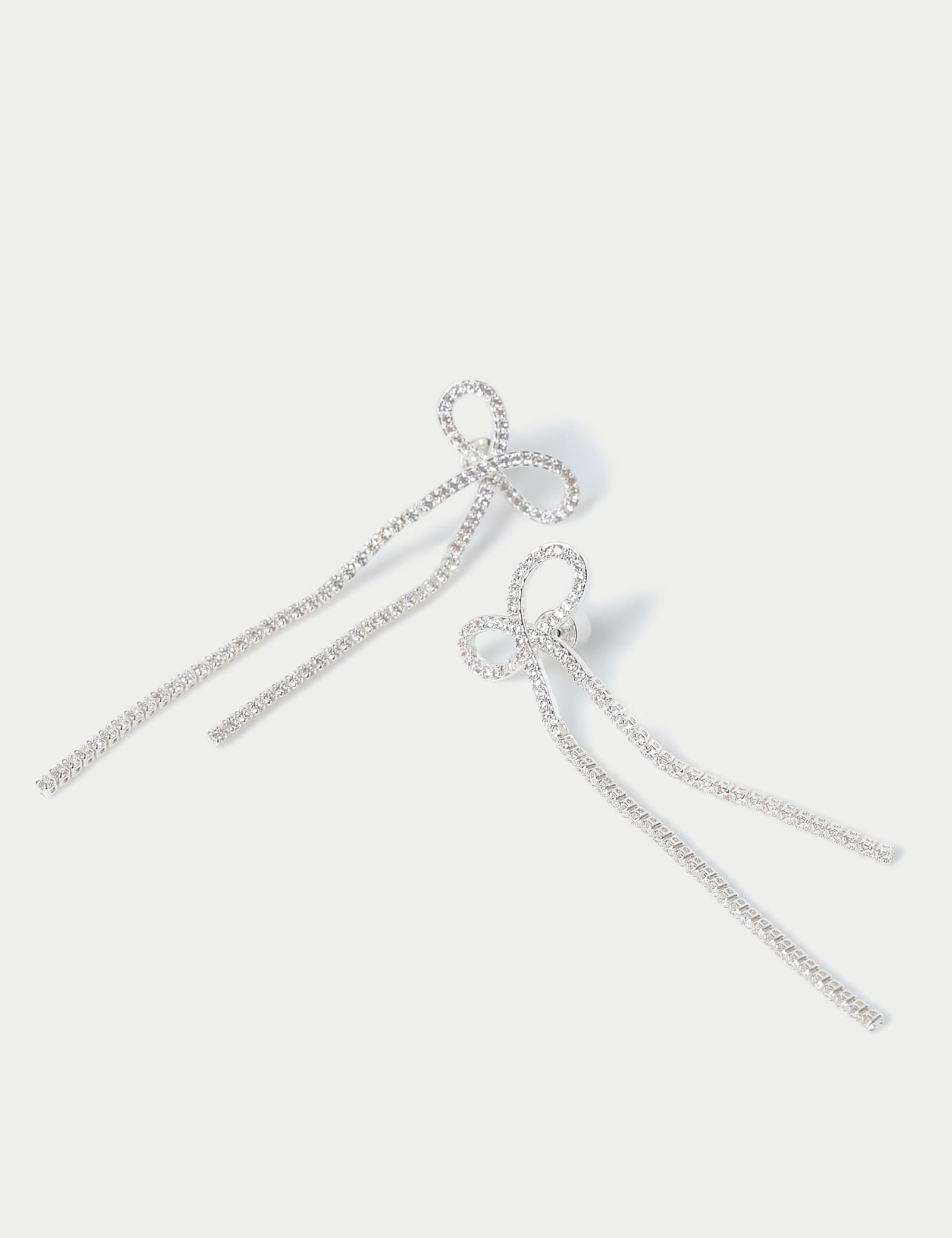 Silver Cupchain Chain Bow Drop Earring - image 2