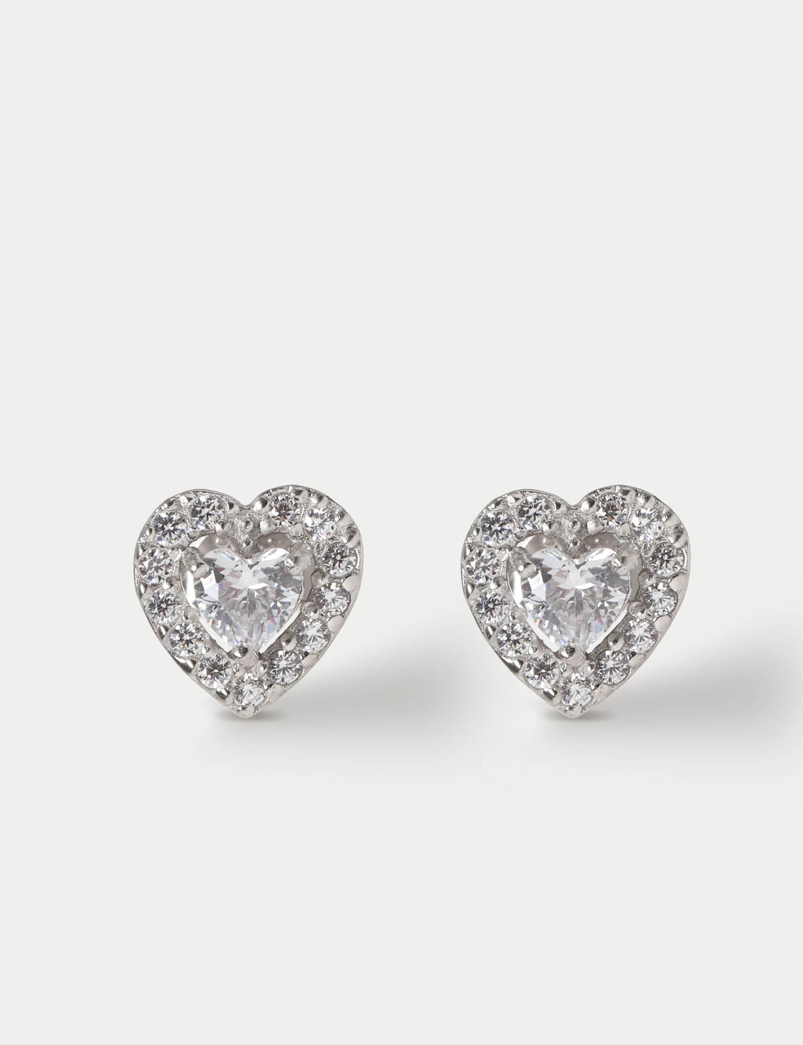 Sterling Silver Heart Stud Earrings - image 1
