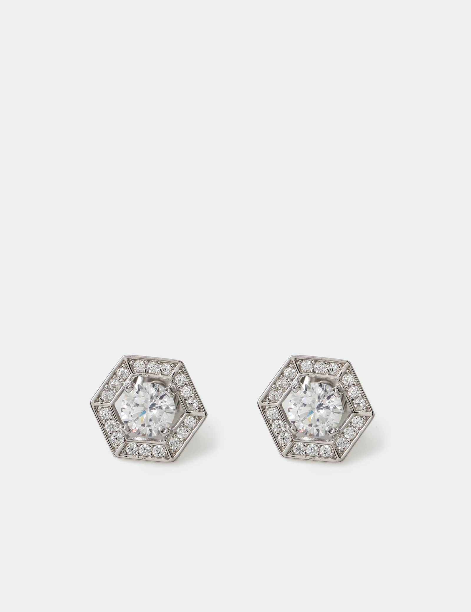 Sterling Silver Hexagon Stud Earrings - image 3